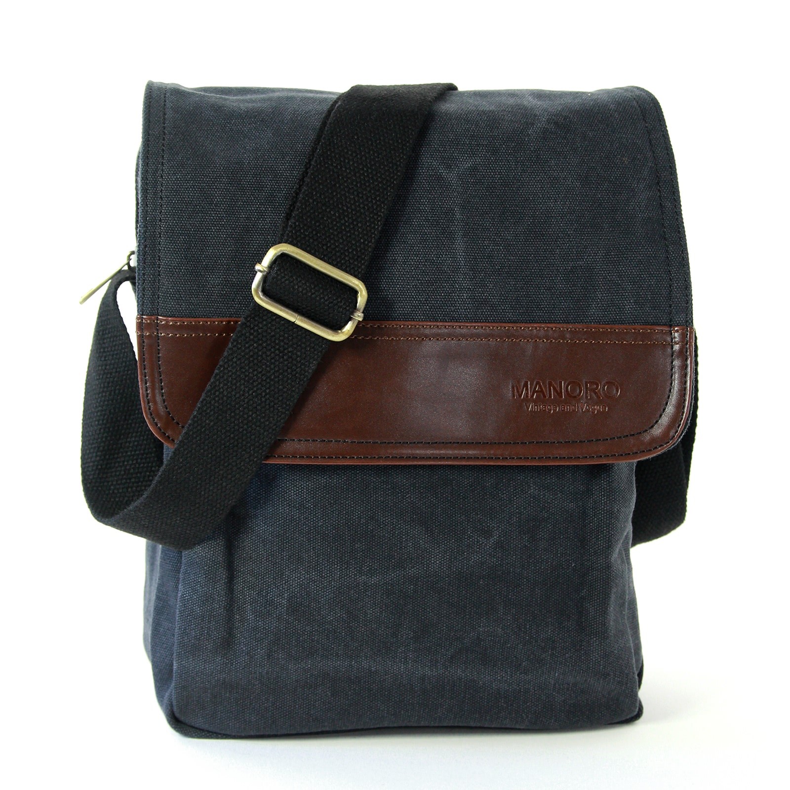 , Messenger Bag Canvas schwarz Crossover Tasche Manoro OTK215S