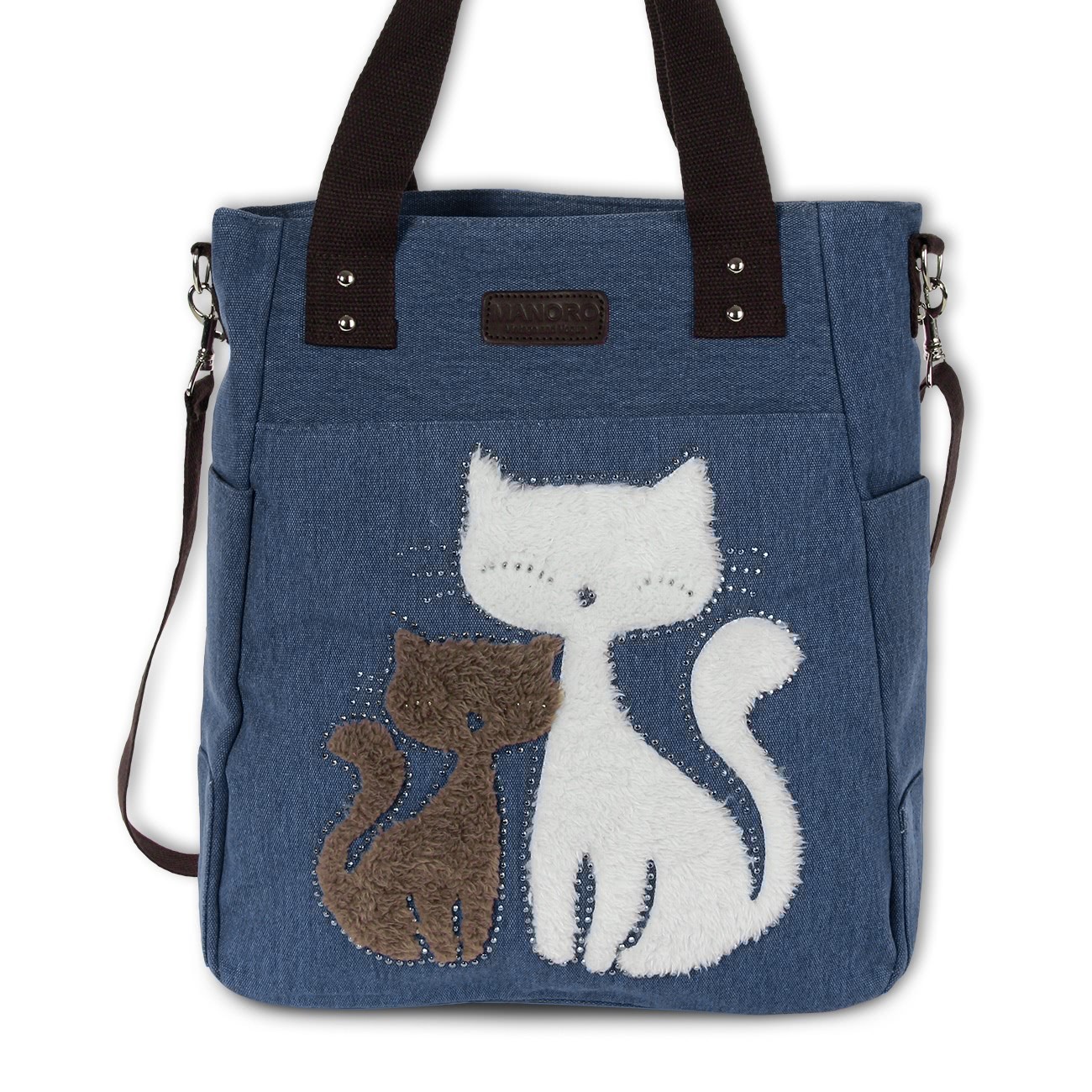 Henkeltasche, Shopper Canvas blau Handtasche Cats Manoro OTK217B