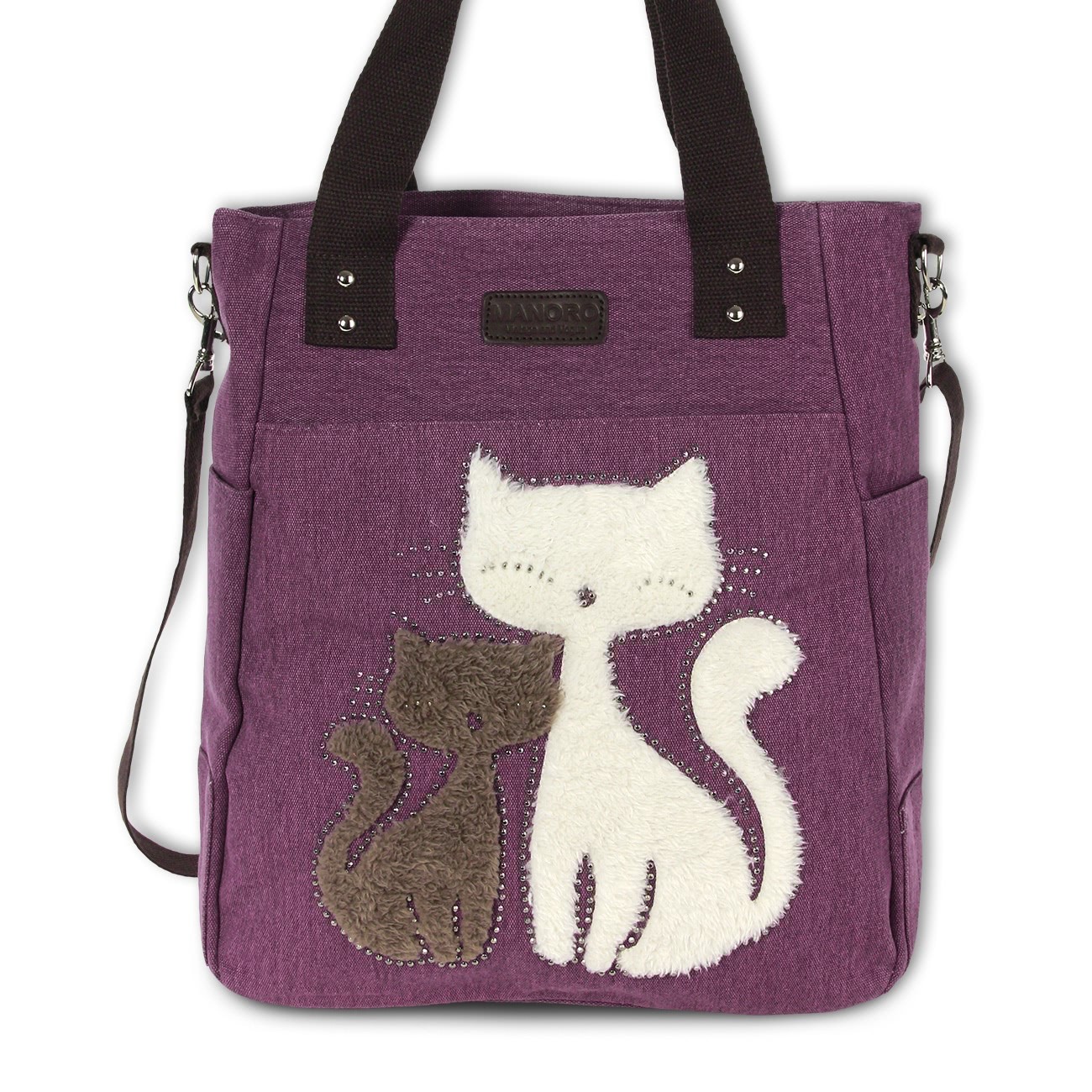 Henkeltasche, Shopper Canvas violett Handtasche Cats Manoro OTK217V