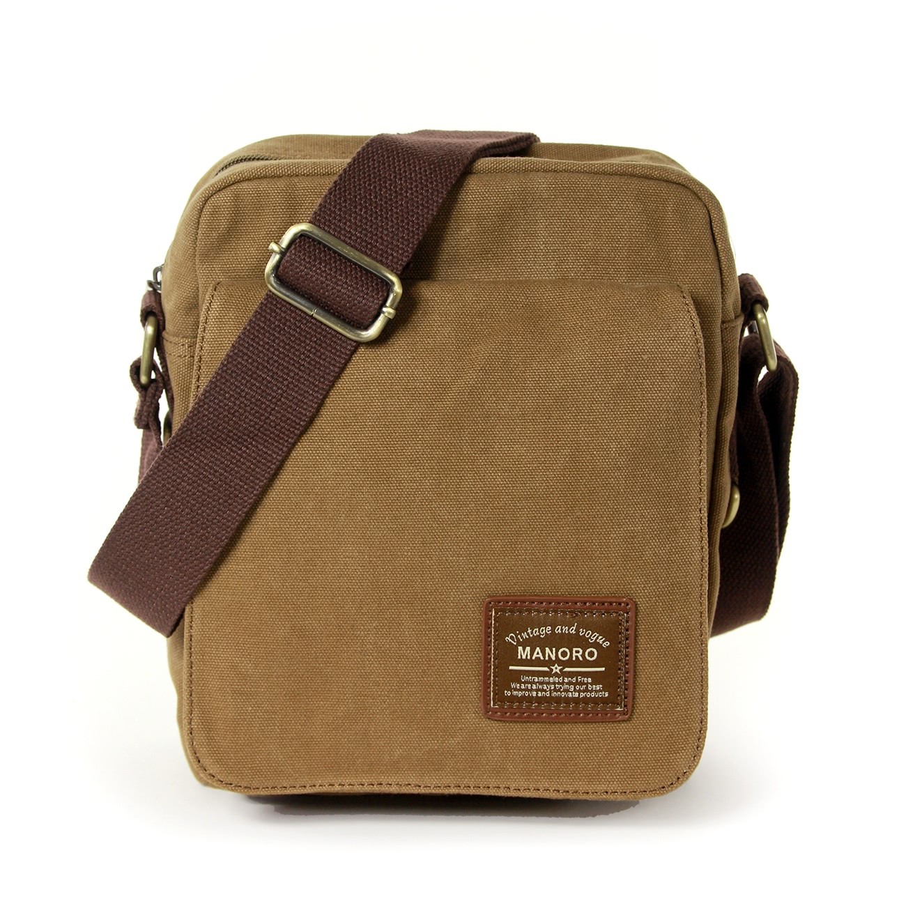 Umhängetasche Canvas khaki, braun Messenger Crossover Manoro OTK218N