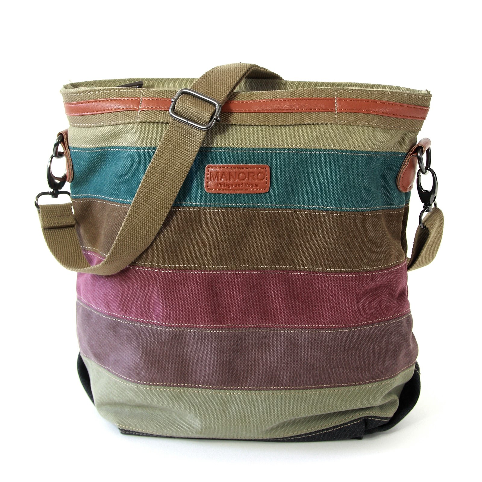 , Handtasche Canvas mehrfarbig, braun Shopper Manoro OTK219F