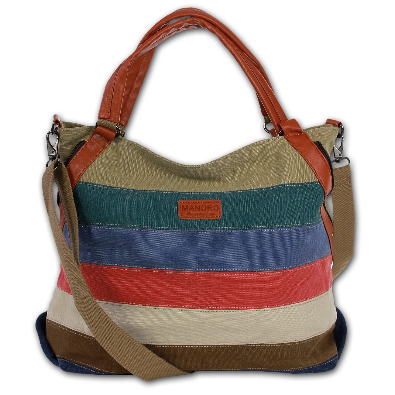 Henkeltasche Canvas Baumwolle braun Shopper Manoro OTK220F