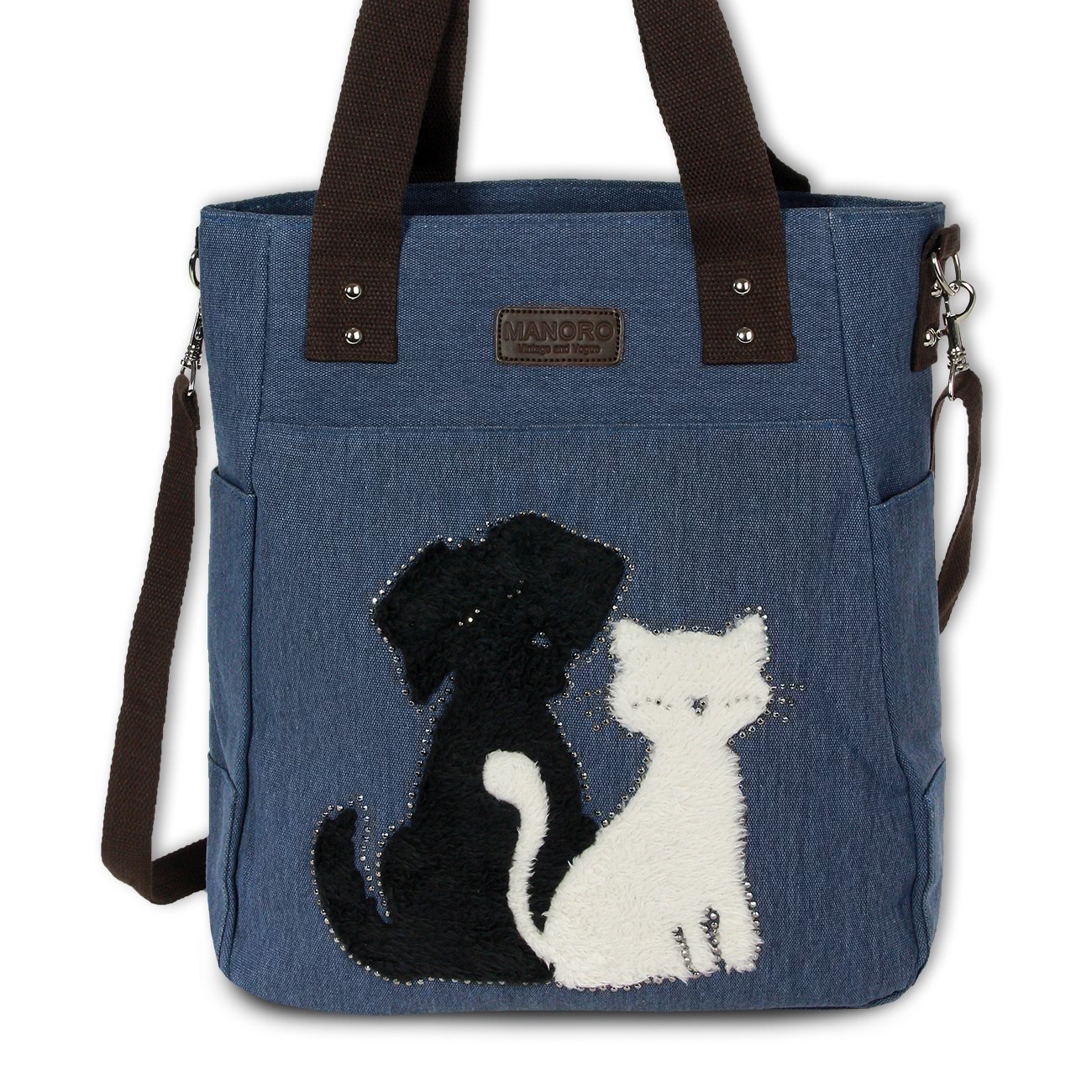 Henkeltasche Shopper Canvas blau Handtasche Manoro OTK221B