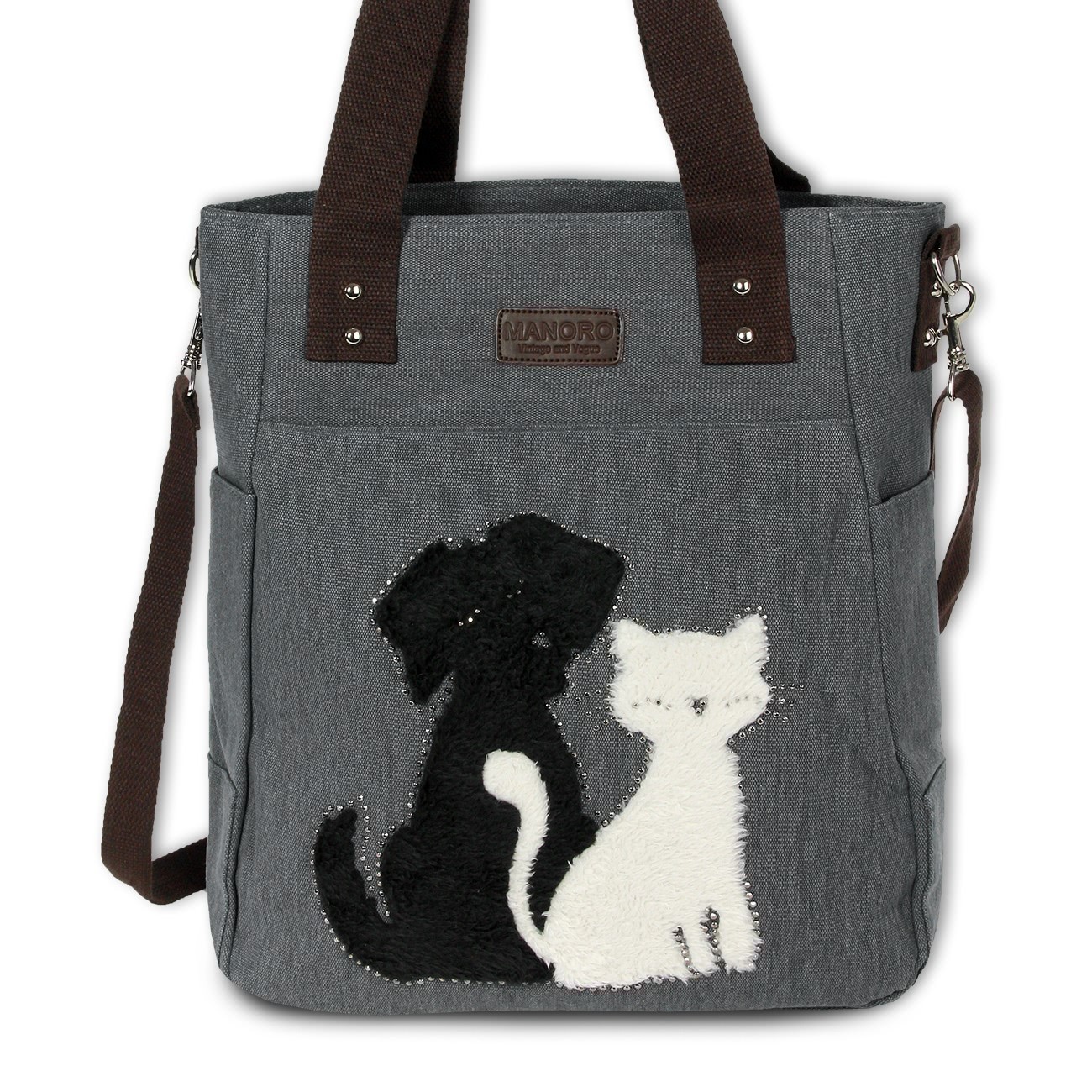 Henkeltasche Shopper Canvas grau Handtasche Manoro OTK221K