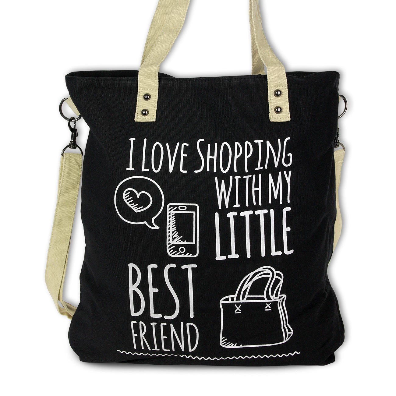 Shopper Canvas schwarz Handtasche Henkeltasche Manoro OTK224S