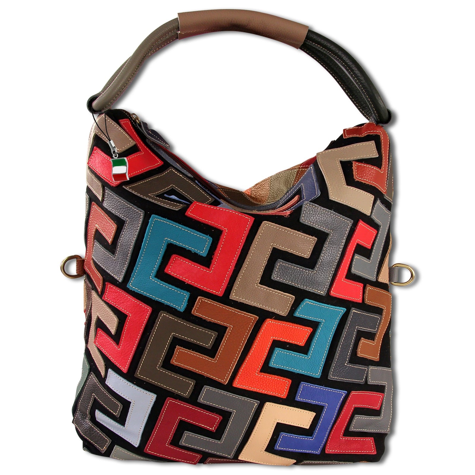 Florence ital. Shopper Echtleder Damen Patchwork farbig OTM101F