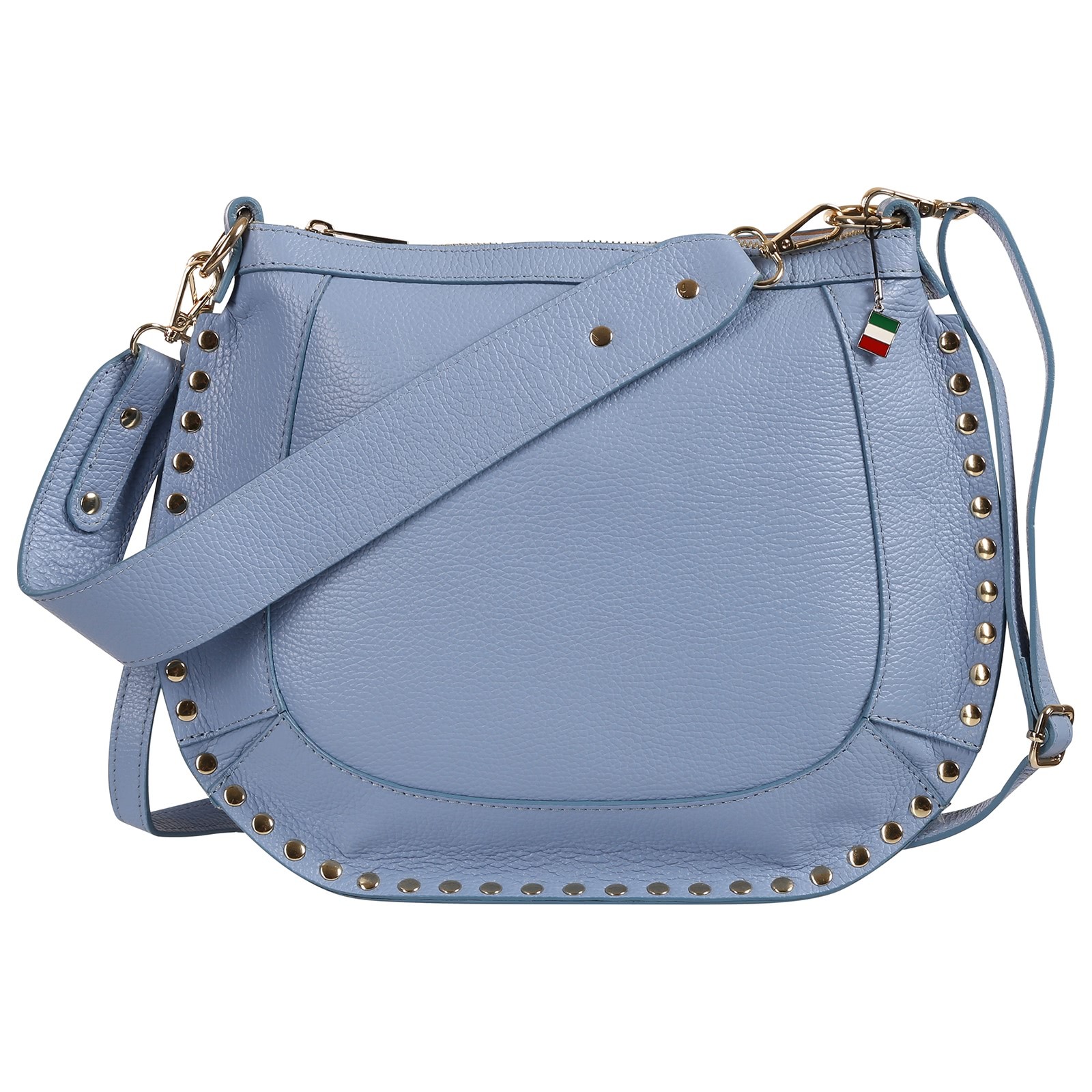 Florence Damen Schulter-Satteltasche mit Nieten Echtleder hellblau OTM105H
