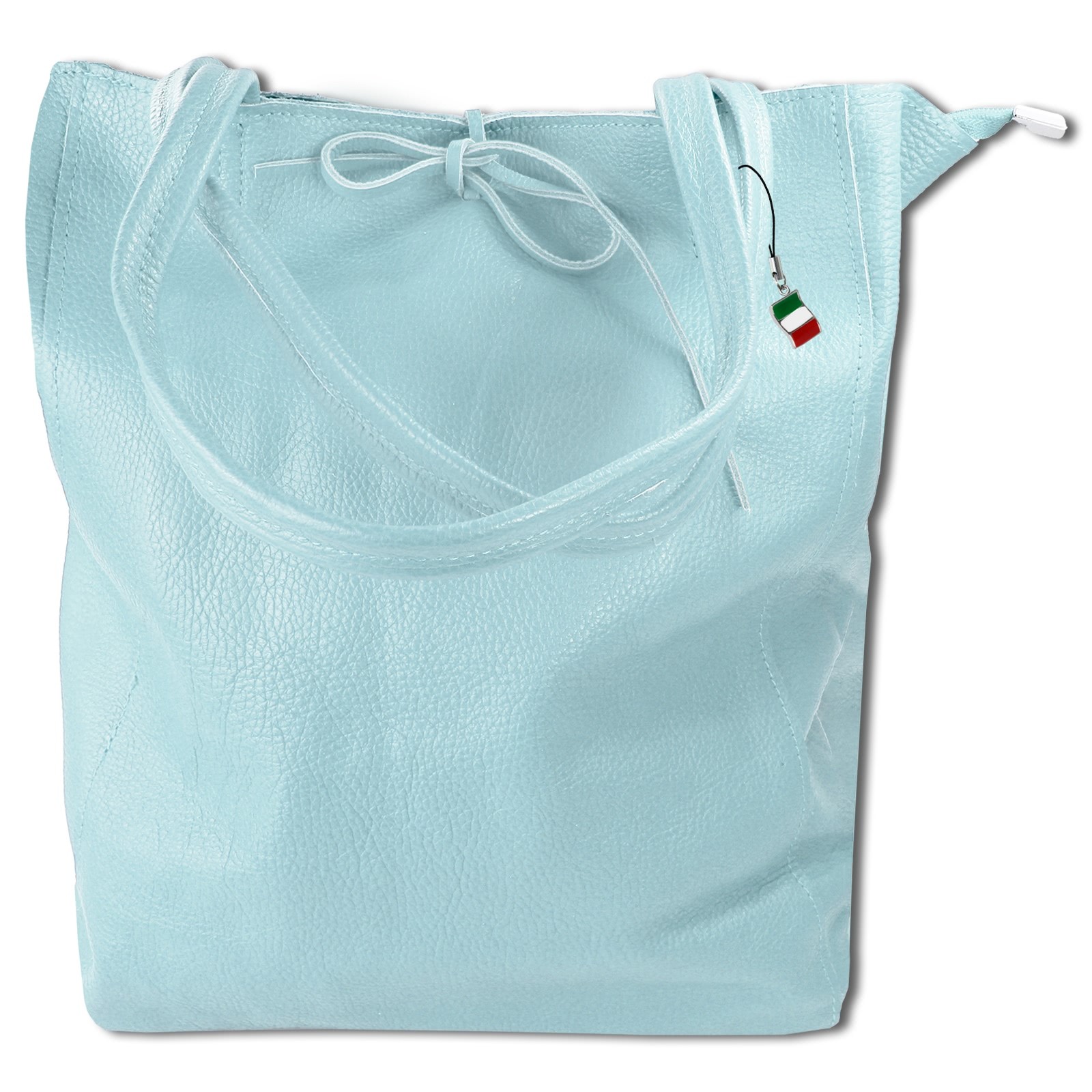 Florence ital. Shopper Echtleder Damen Business hellblau OTM107H