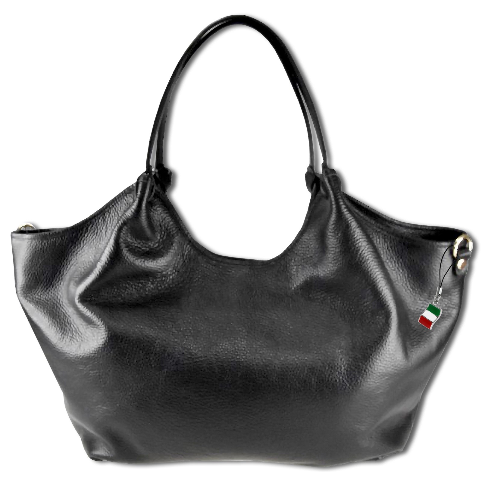 Florence Damen Handtasche, Schultertasche Leder Tasche schwarz OTM109S