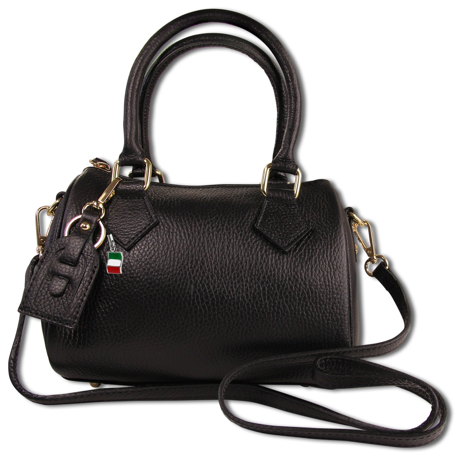 Florence Damen Handtasche Bowlingtasche Echtleder schwarz OTM807S