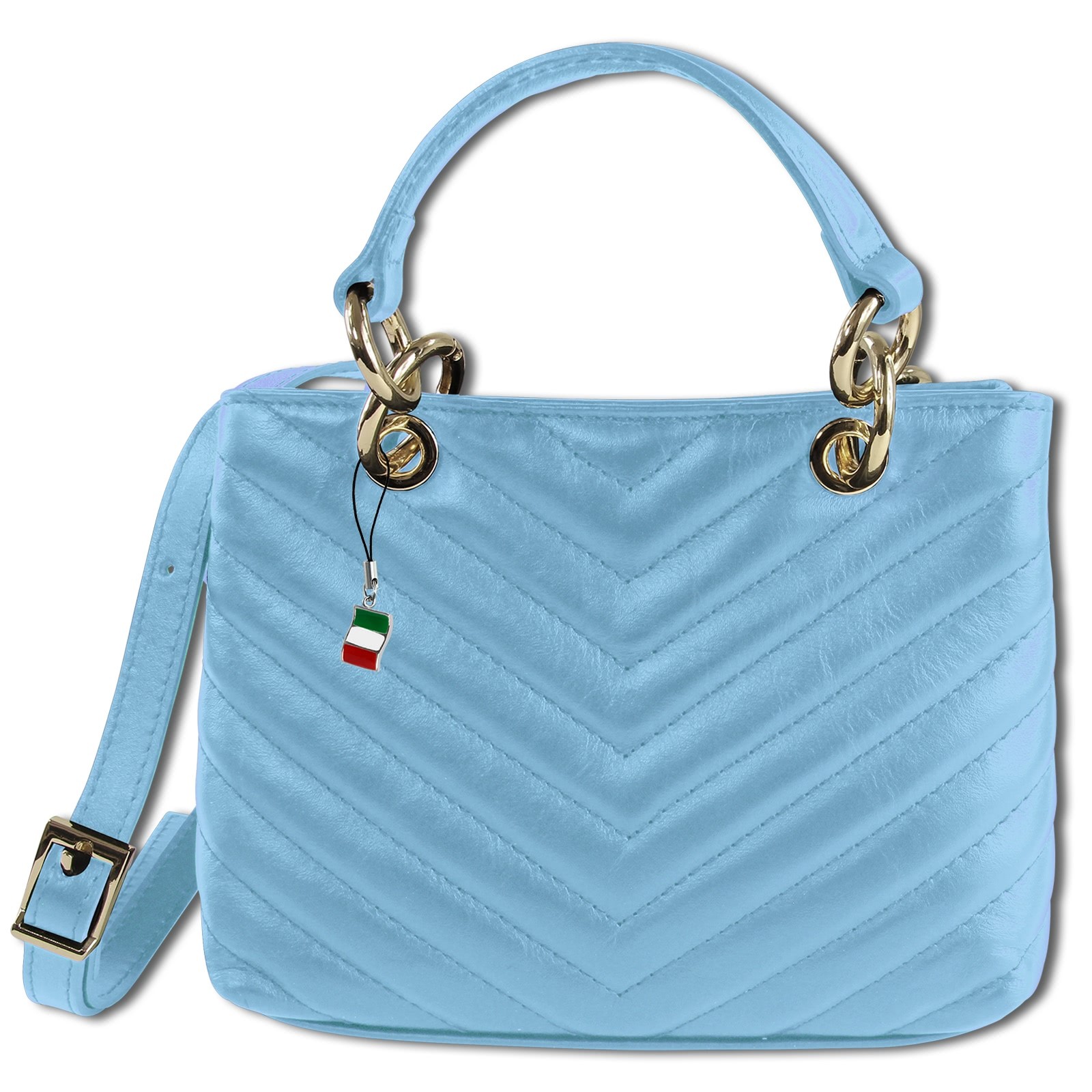 Florence Damen gesteppte Handtasche Echtleder hellblau OTM810H