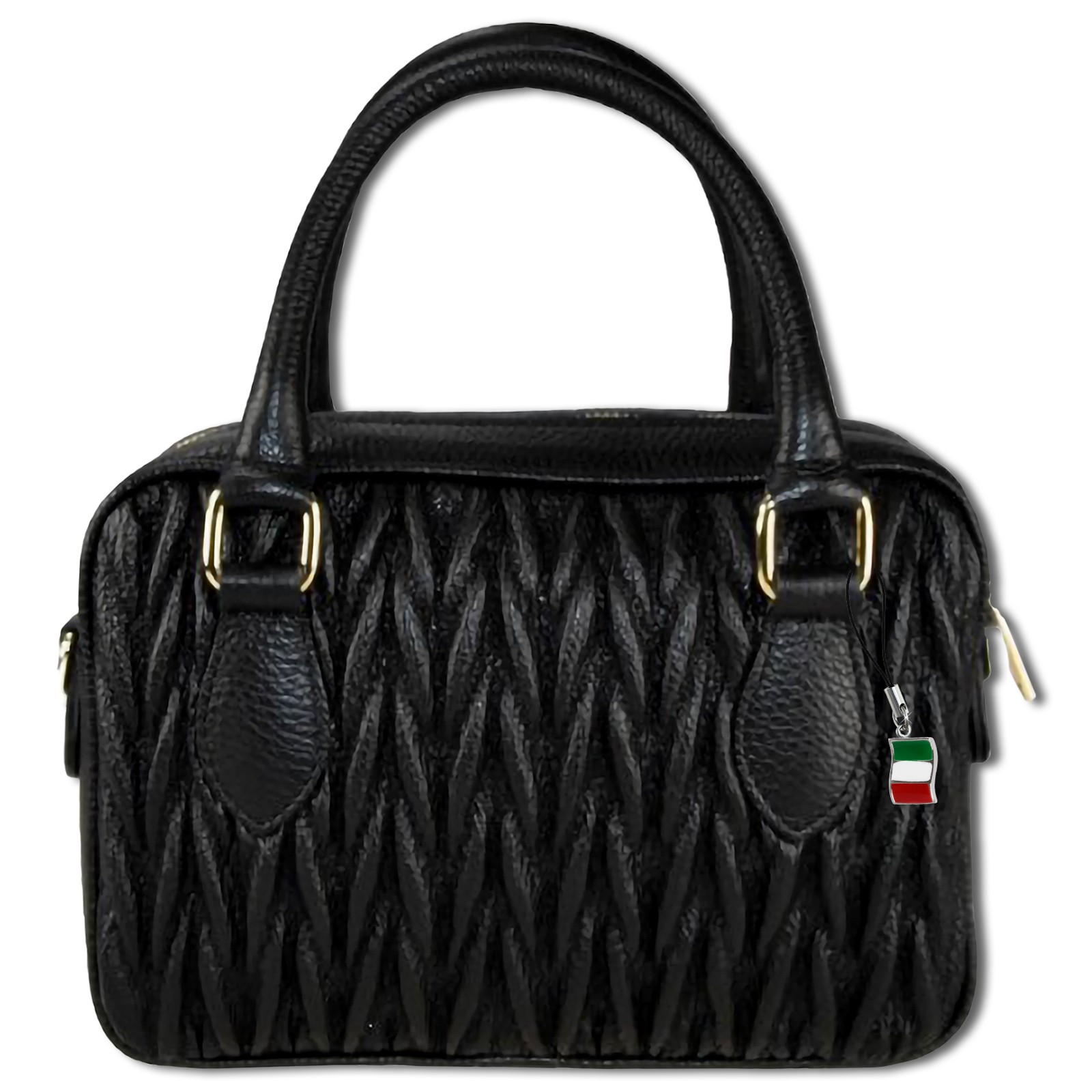 Florence Damen Handtasche, Schultertasche Leder Tasche schwarz OTM815S