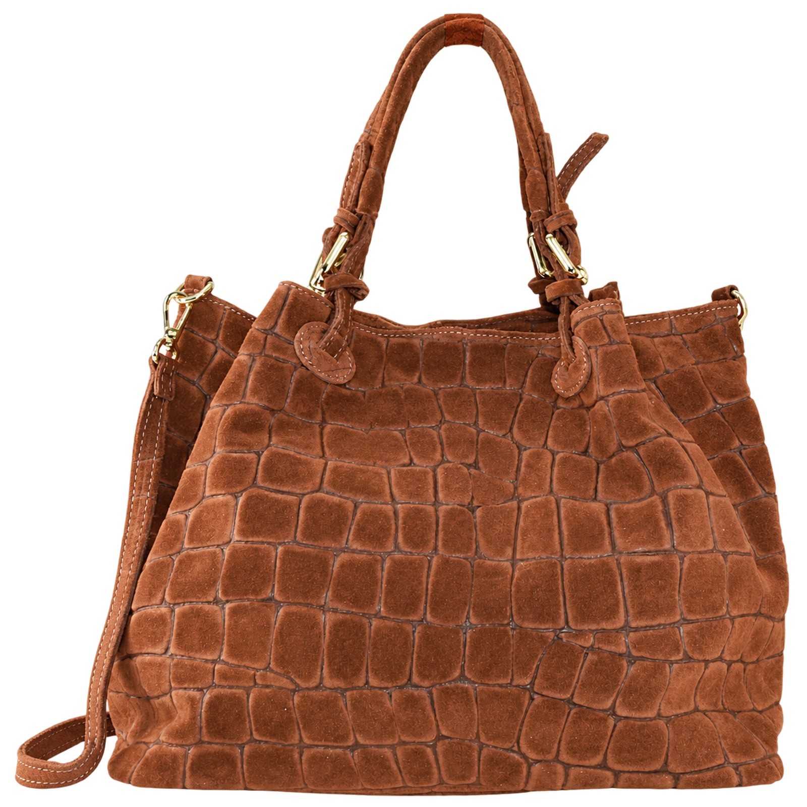 Florence Damen Schultertasche Wildleder geprägt Tasche mittelbraun OTM819C6