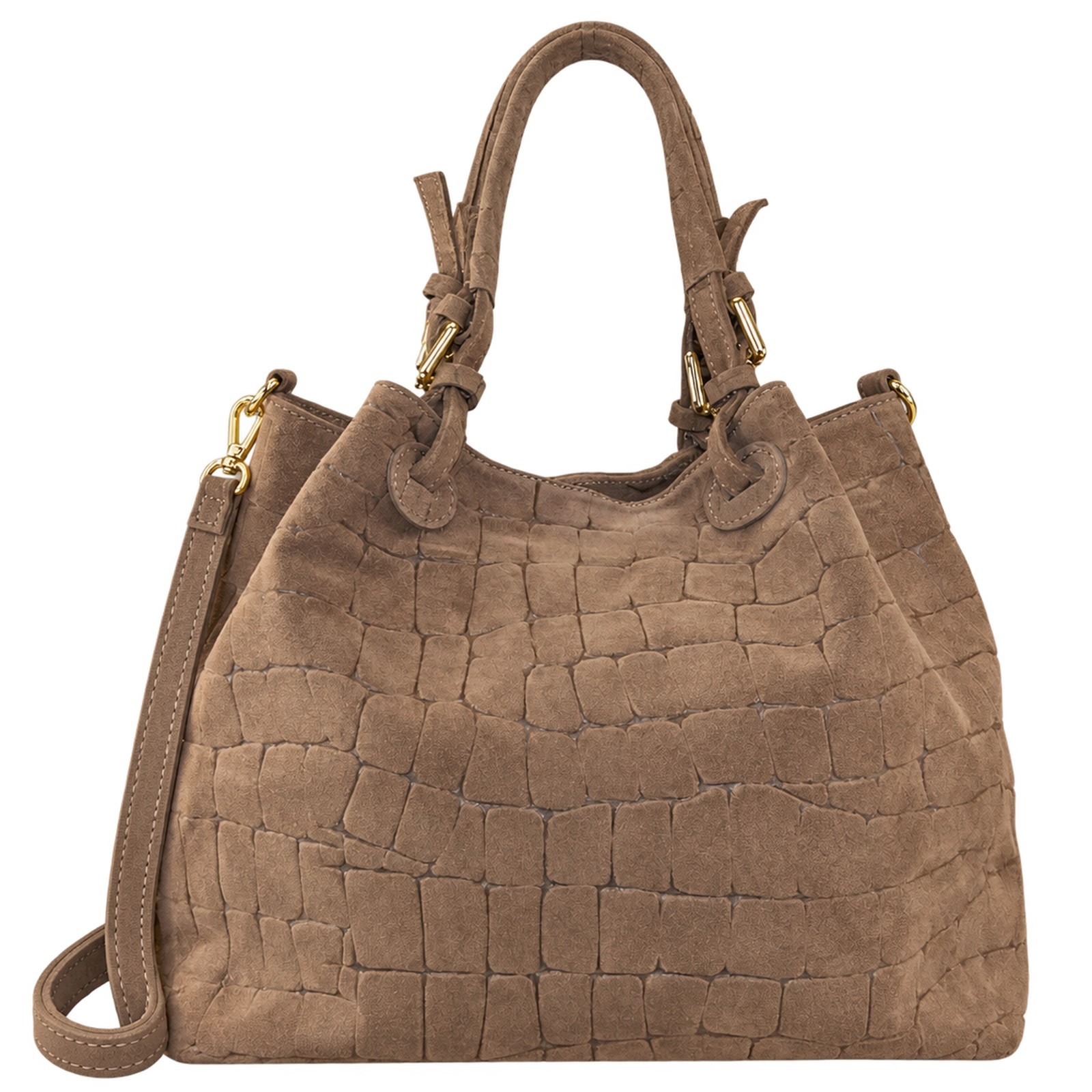Florence Damen Schultertasche Wildleder geprägt Tasche taupe OTM819I5