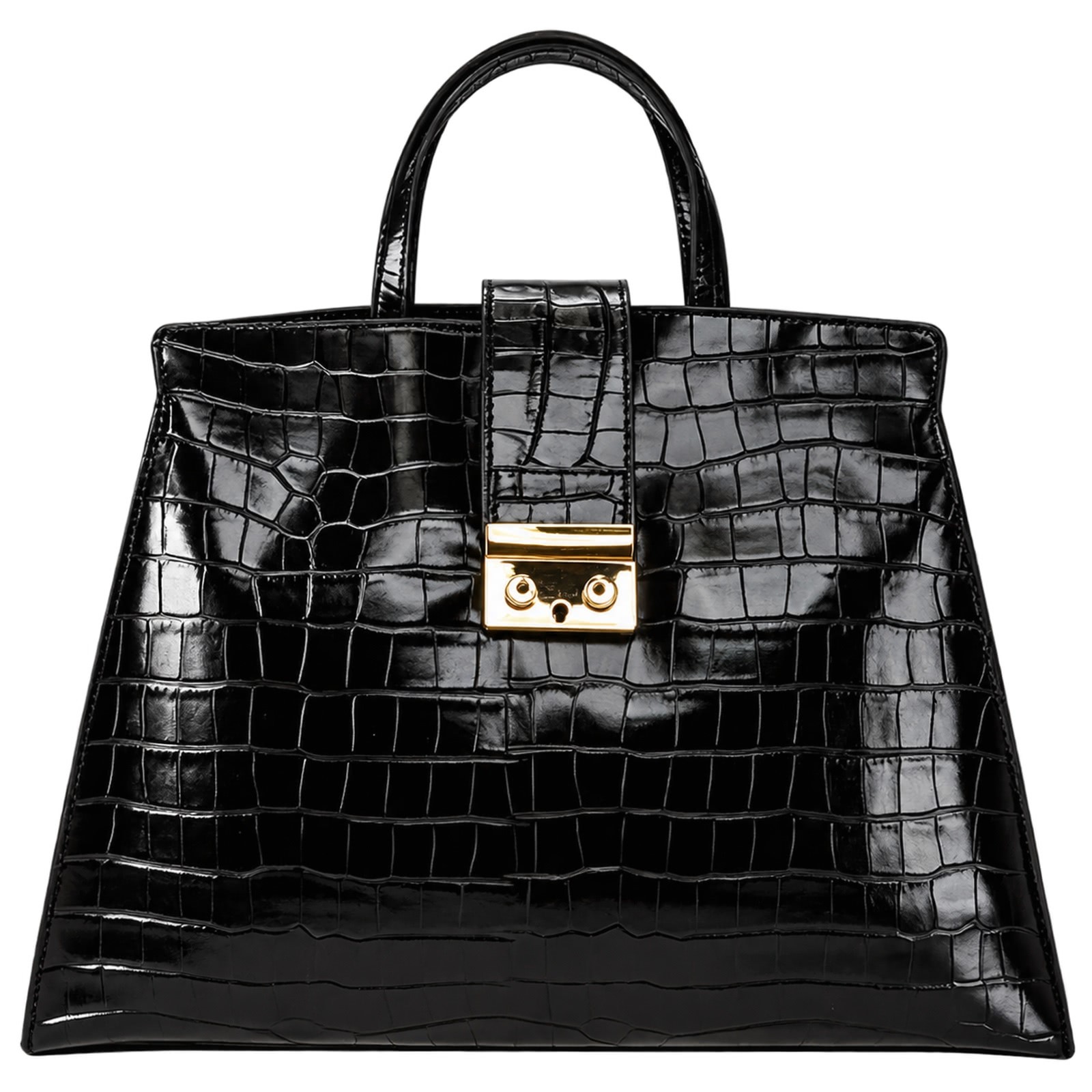 Florence Damen Handtasche Kroko-Prägung Leder Tasche schwarz OTM820S1