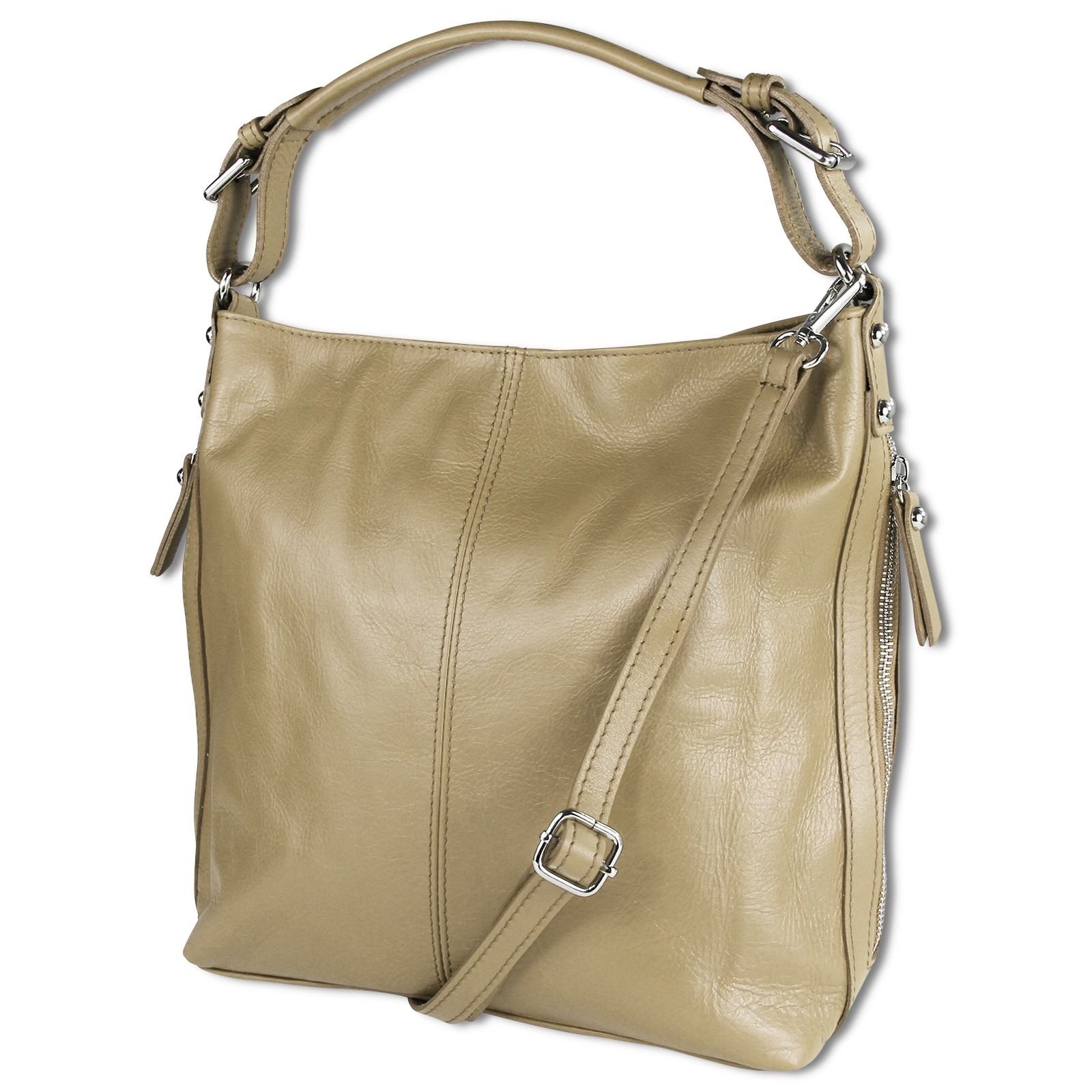 Toscanto Damen Beuteltasche Shopper Leder Tasche taupe hellbraun OTT101SC