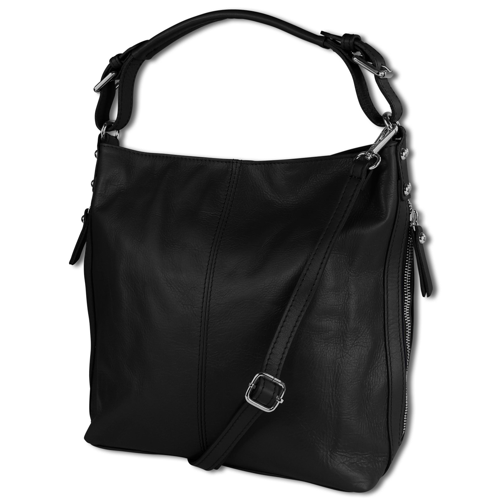 Toscanto Damen Beuteltasche Shopper Leder Tasche schwarz OTT101SS
