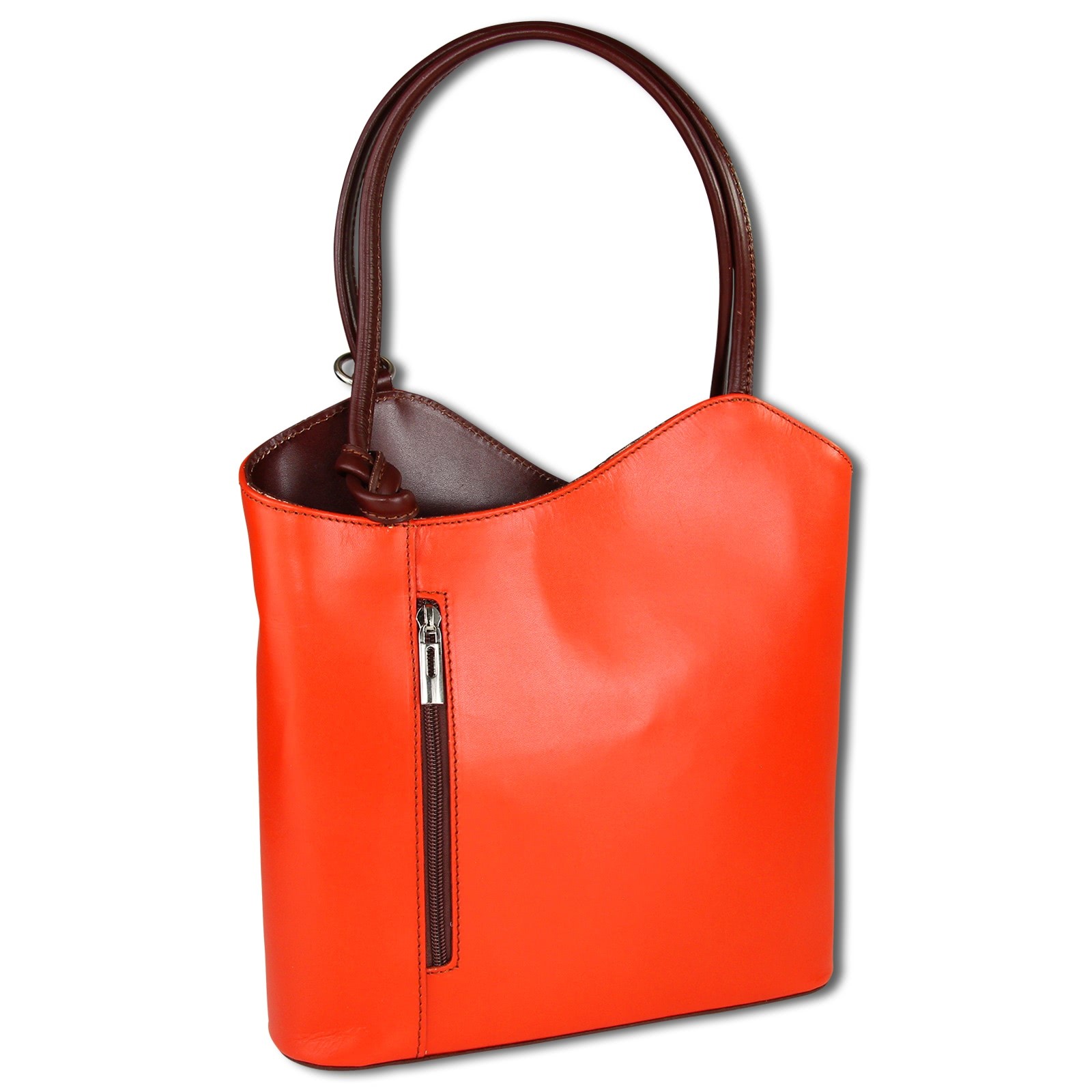 Toscanto Damen Schultertasche Rucksack Leder Tasche orange braun OTT106SO