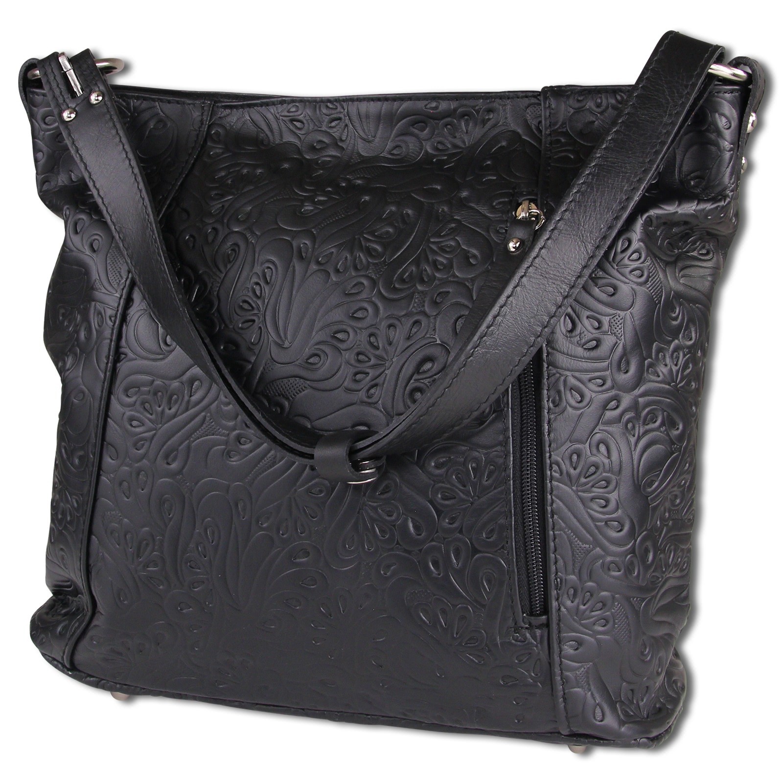 Toscanto Damen Henkeltasche Leder Tasche schwarz OTT130SS