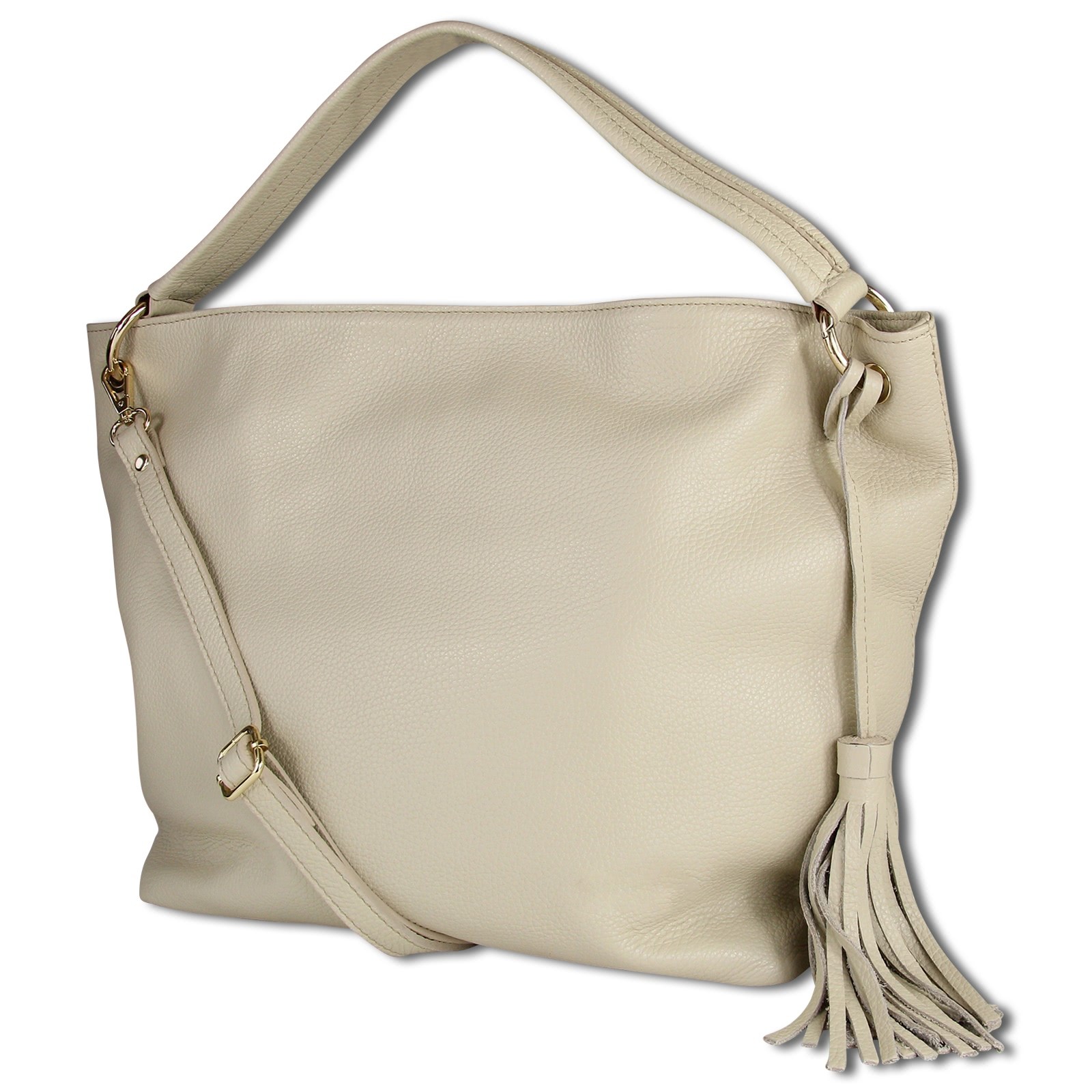 Toscanto Damen Schultertasche Shopper Leder Tasche beige weiß OTT137SW