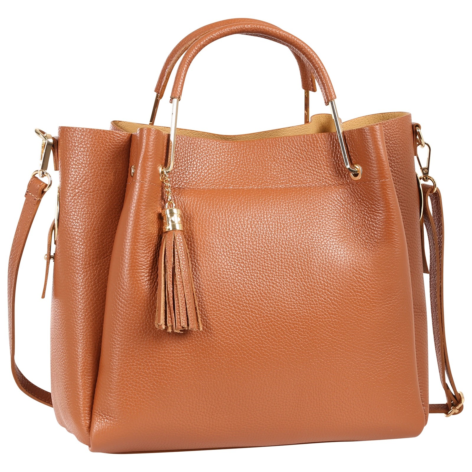 Toscanto Damen Umhängetasche Handtasche Leder Tasche tan hellbraun OTT157UC