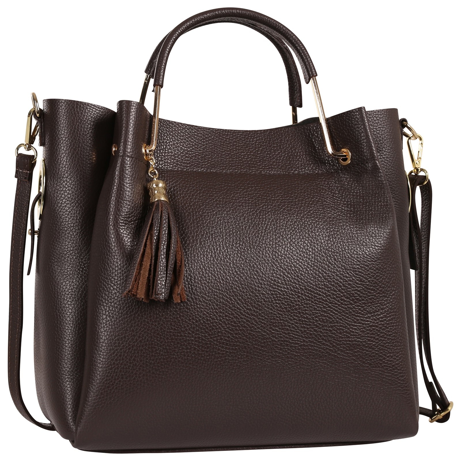 Toscanto Damen Umhängetasche Handtasche Leder Tasche braun OTT157UN