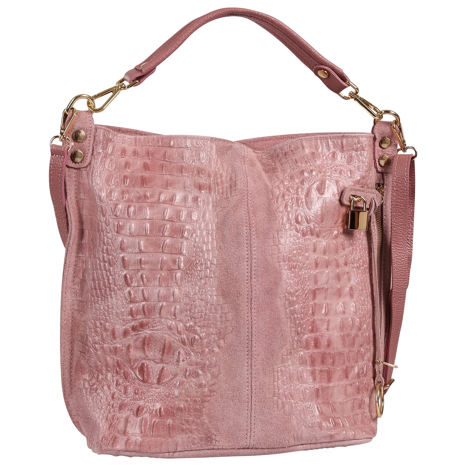 Toscanto Damen Beuteltasche Shopper Leder Tasche rosa OTT162SA