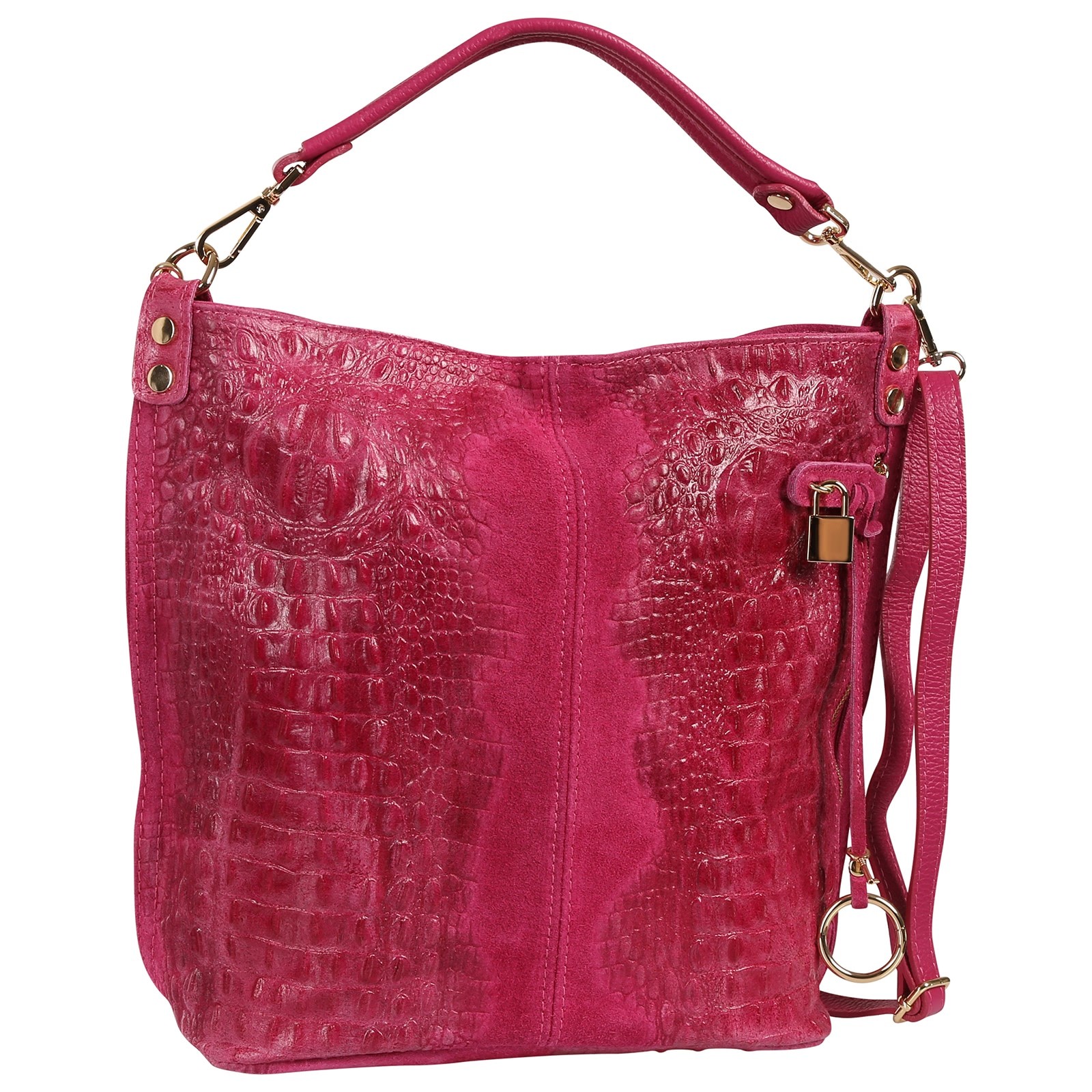 Toscanto Damen Beuteltasche Shopper Leder Tasche fuchsia pink OTT162SP