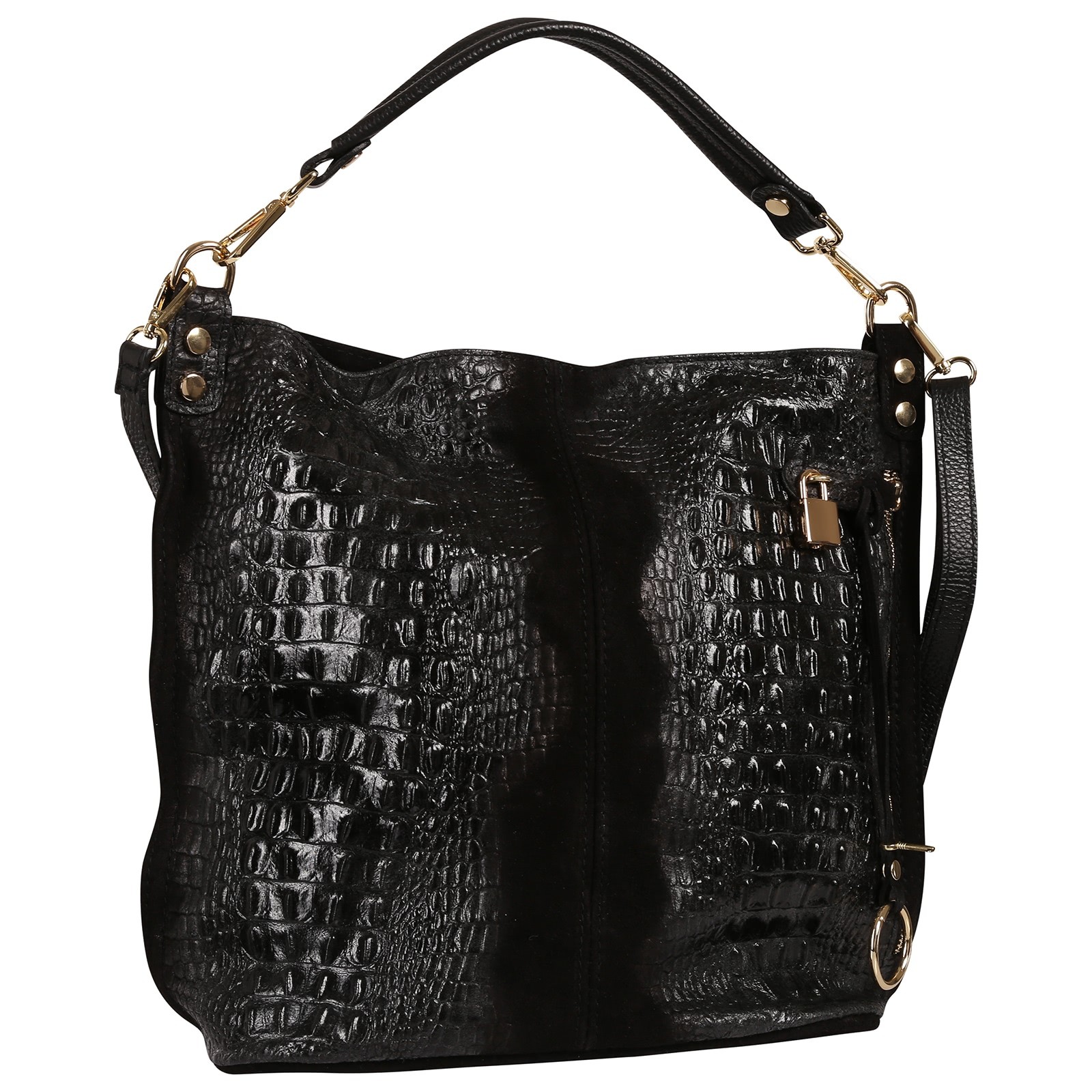 Toscanto Damen Beuteltasche Shopper Leder Tasche schwarz OTT162SS