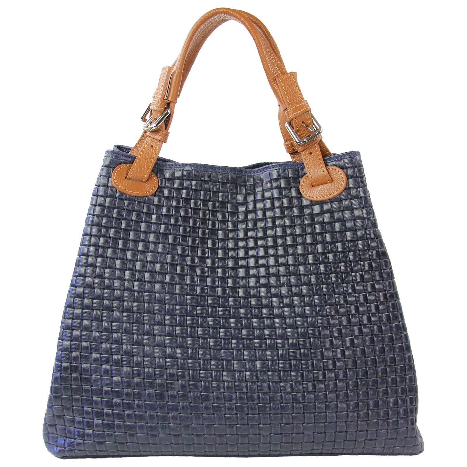 Toscanto Damen Handtasche Umhängetasche Leder Tasche dunkelblau OTT164HB