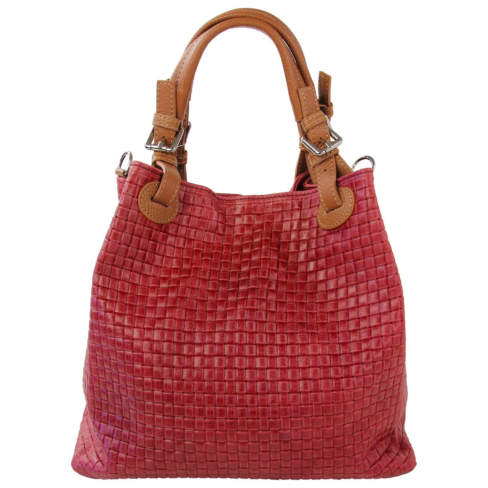 Toscanto Damen Handtasche Umhängetasche Leder Tasche dunkelrot bordeaux OTT164HD