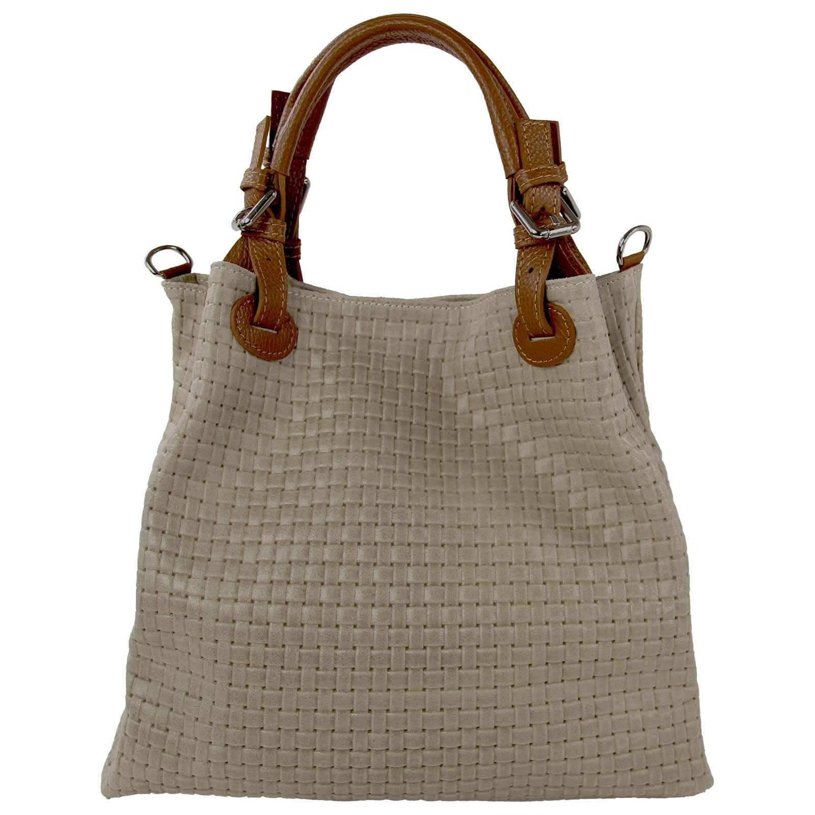 Toscanto Damen Handtasche Umhängetasche Leder Tasche taupe beige OTT164HI