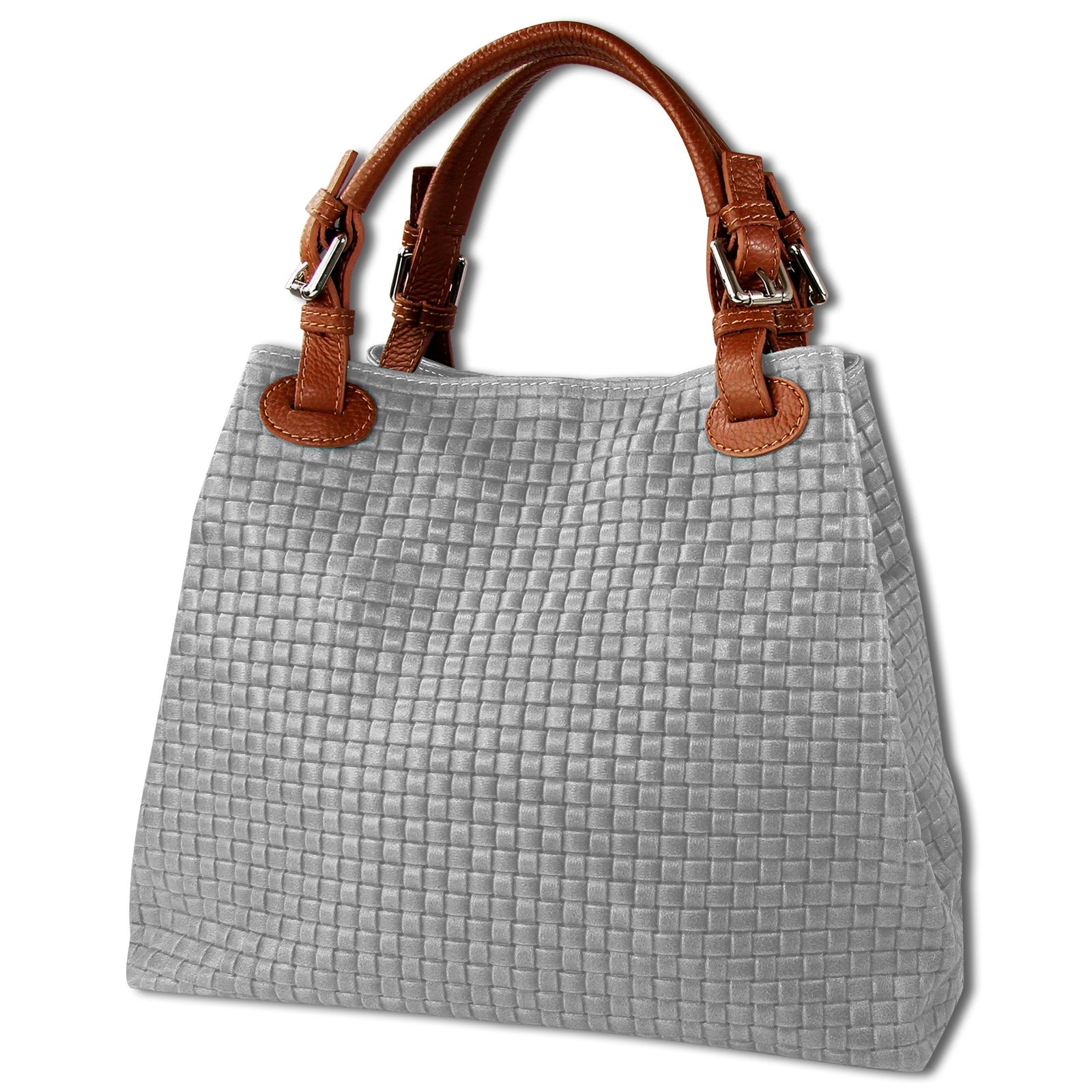 Toscanto Damen Handtasche Leder Tasche grau braun OTT164HK