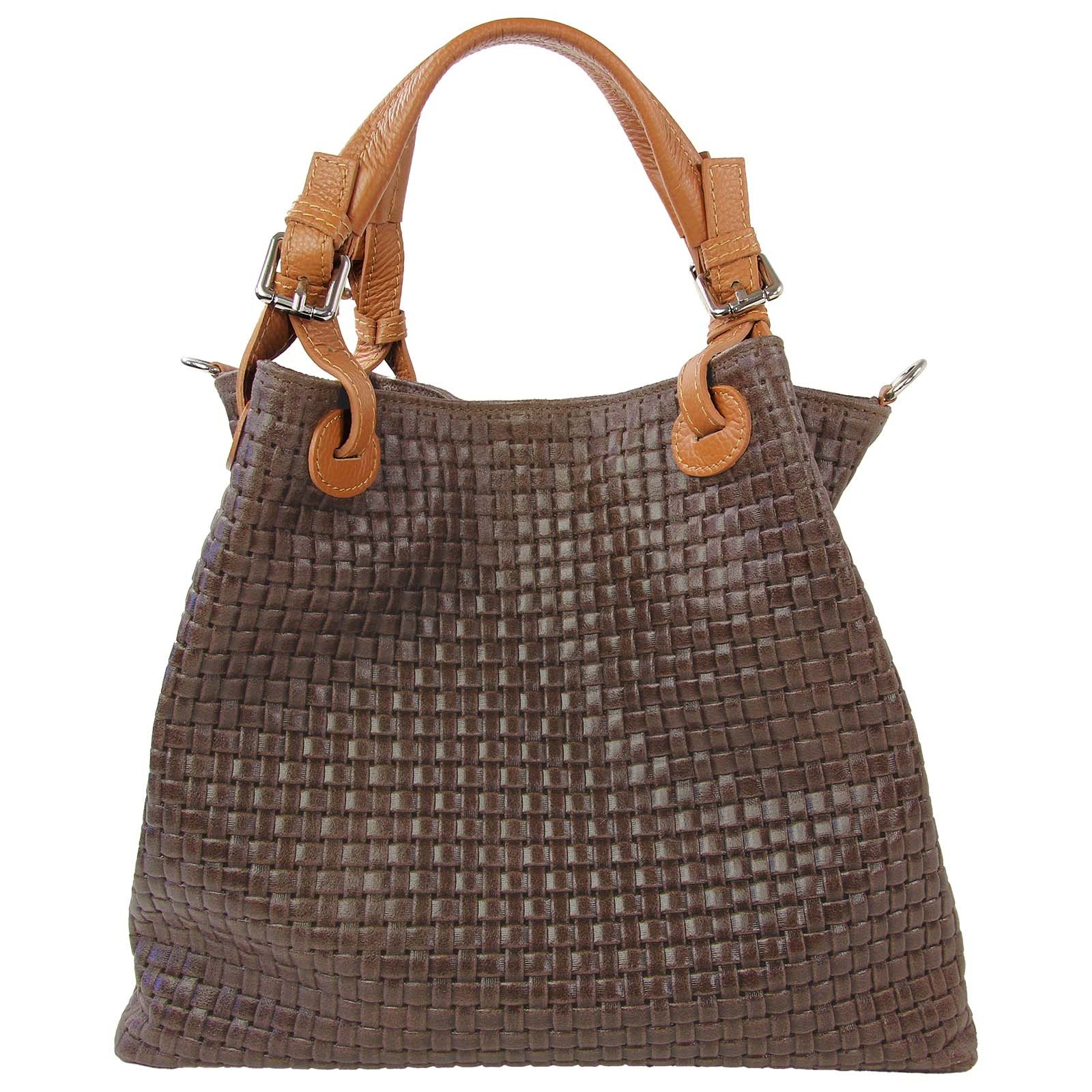 Toscanto Damen Handtasche Umhängetasche Leder Tasche dunkelbraun OTT164HN