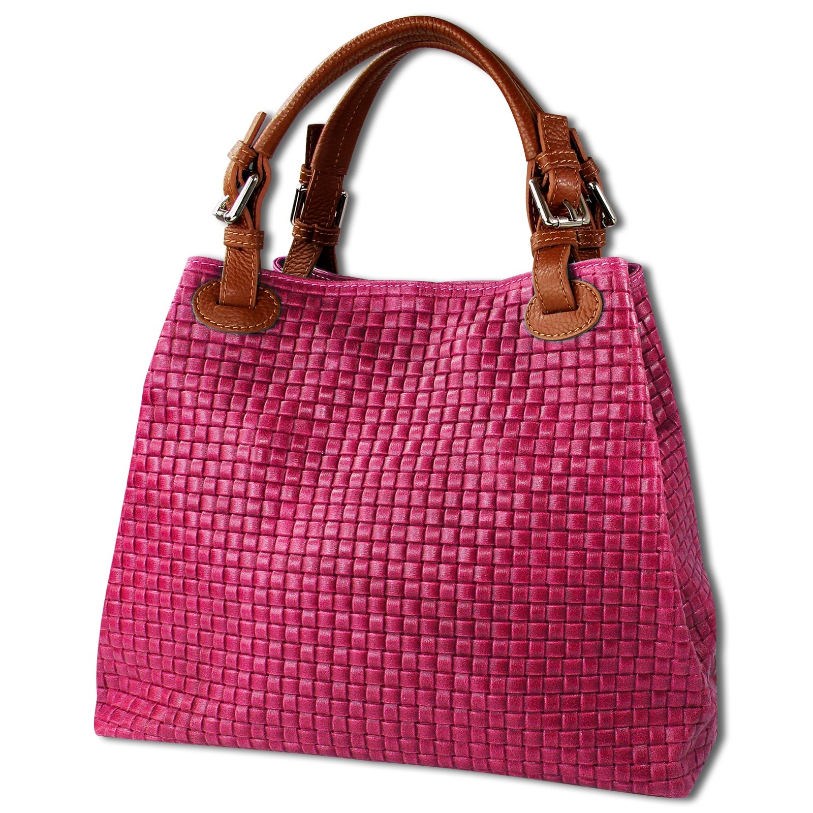 Toscanto Damen Handtasche Leder Tasche pink braun OTT164HP