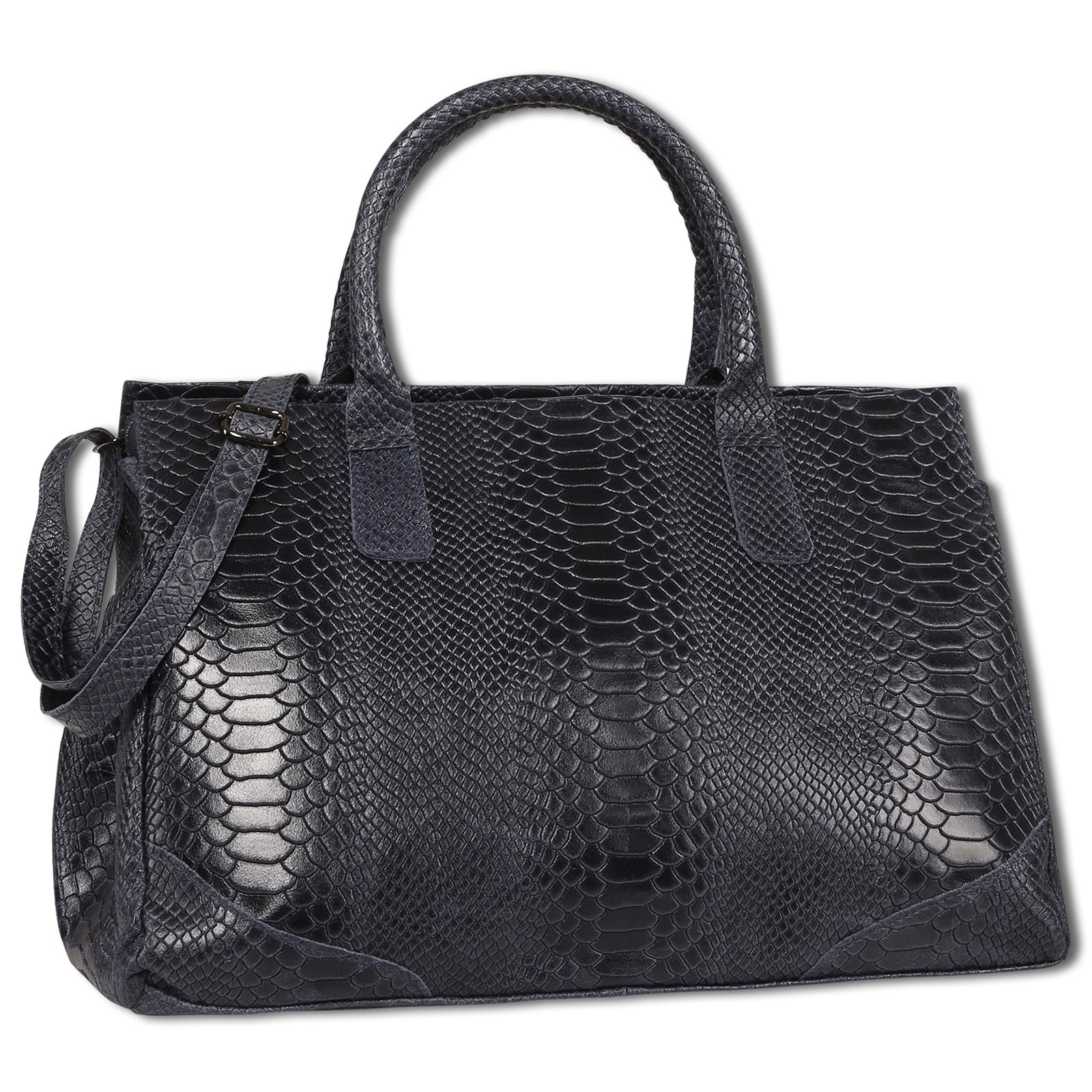 Toscanto Damen Henkeltasche Leder Tasche dunkelblau OTT172HB6