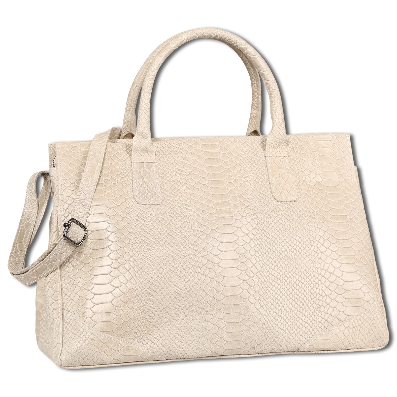 Toscanto Damen Henkeltasche Leder Tasche beige OTT172HI1