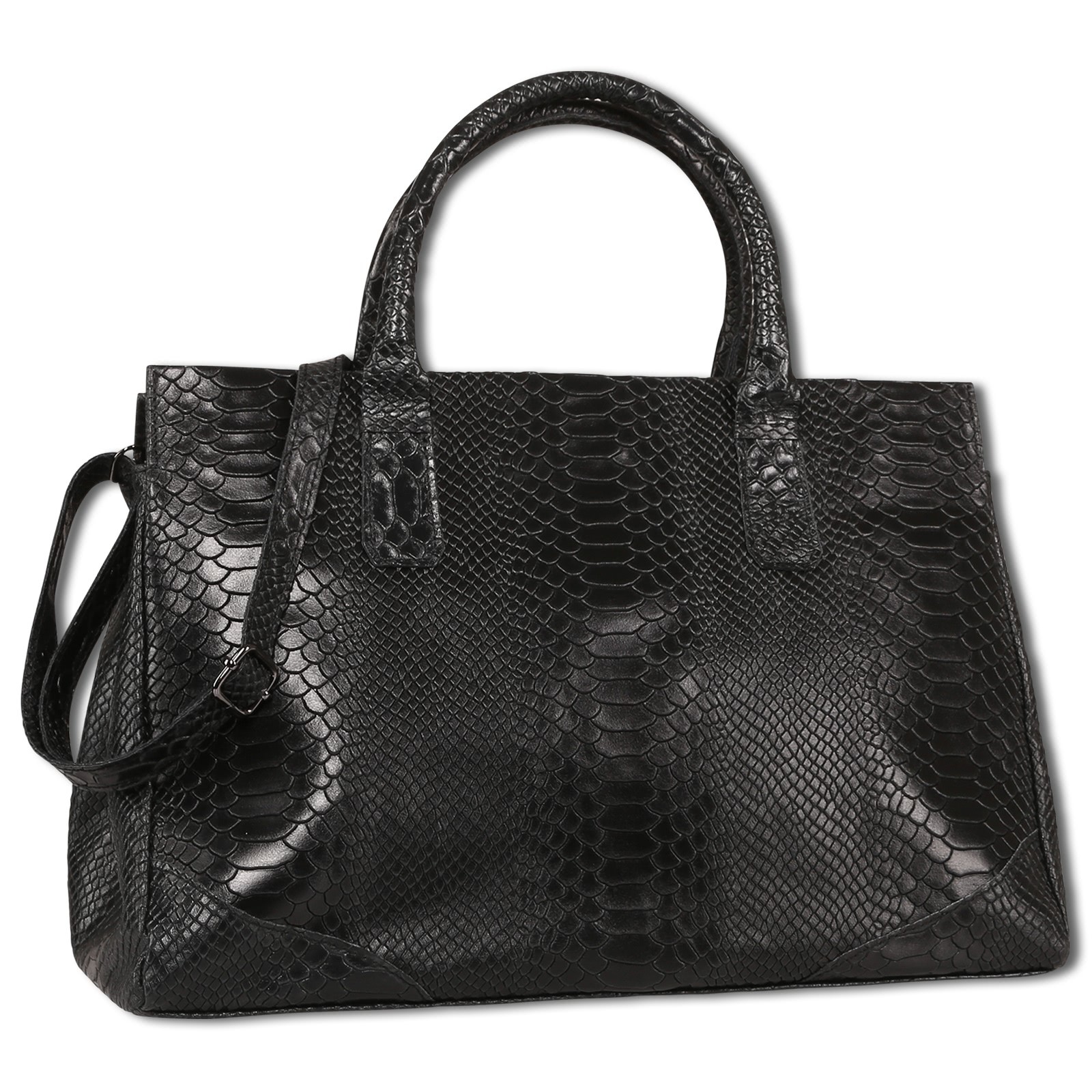 Toscanto Damen Henkeltasche Leder Tasche schwarz OTT172HS1