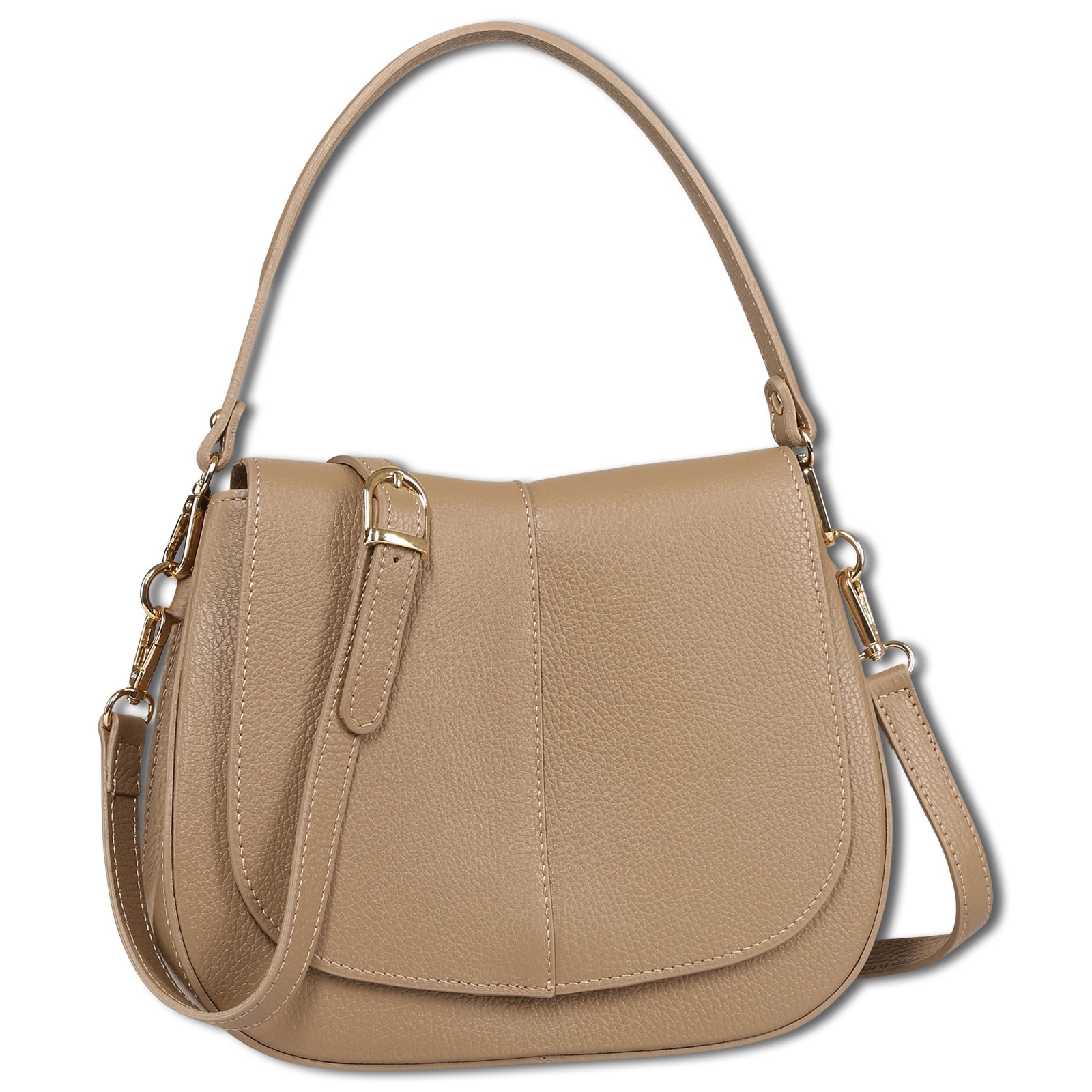 Toscanto Damen Umhängetasche Leder Tasche taupe beige OTT178UI3
