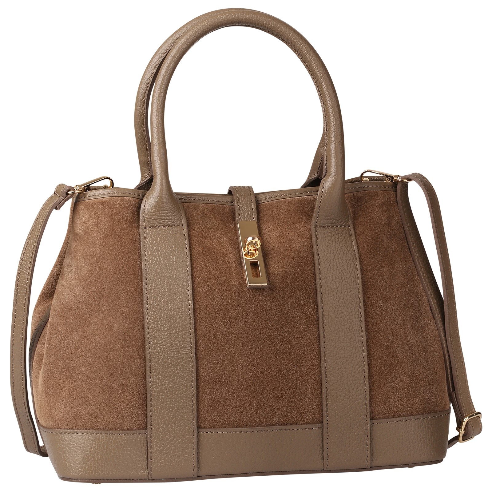Toscanto Damen Schultertasche Leder Tasche taupe dunkelgrau OTT186SI6