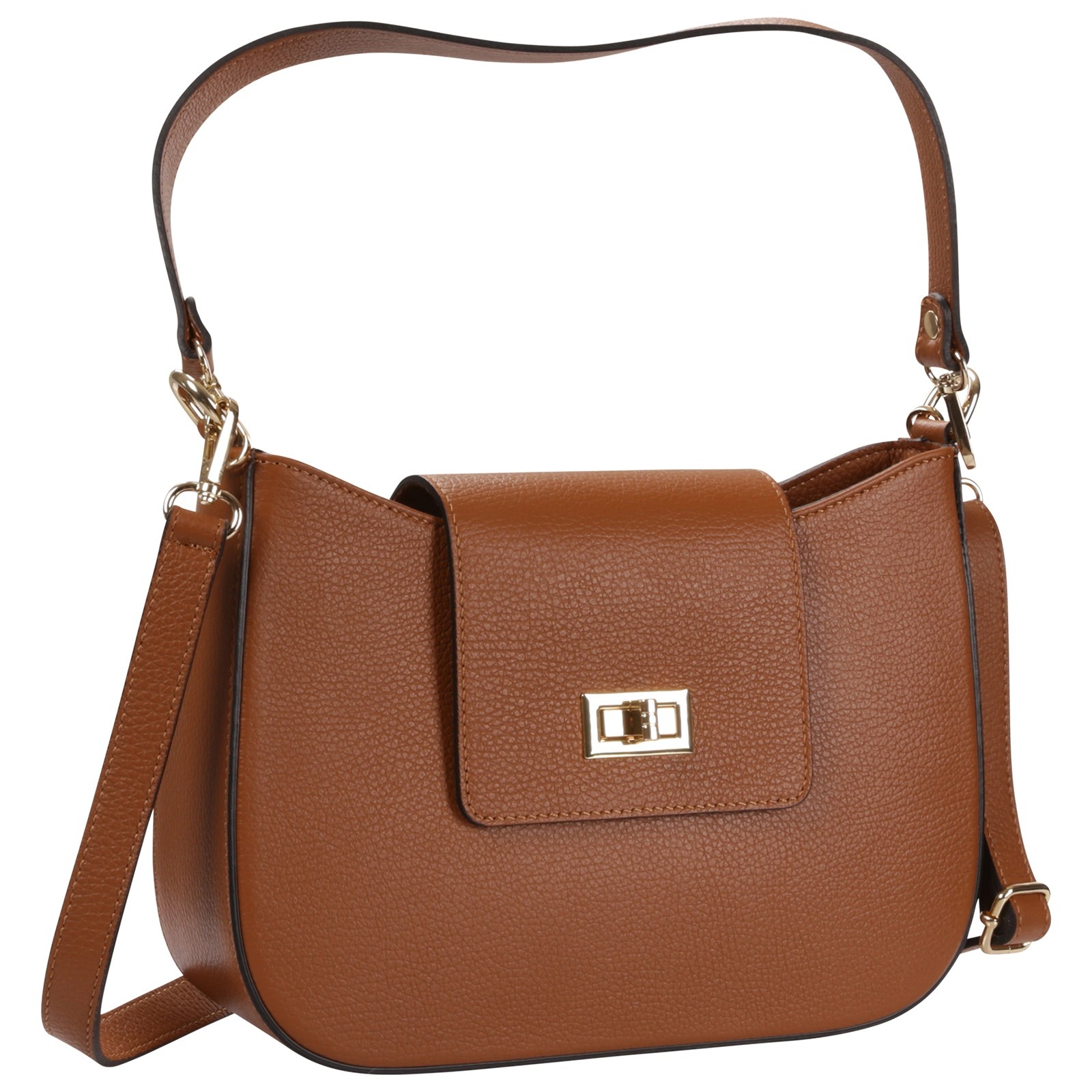 Toscanto Damen Schultertasche Leder Tasche braun cognac OTT189SC5