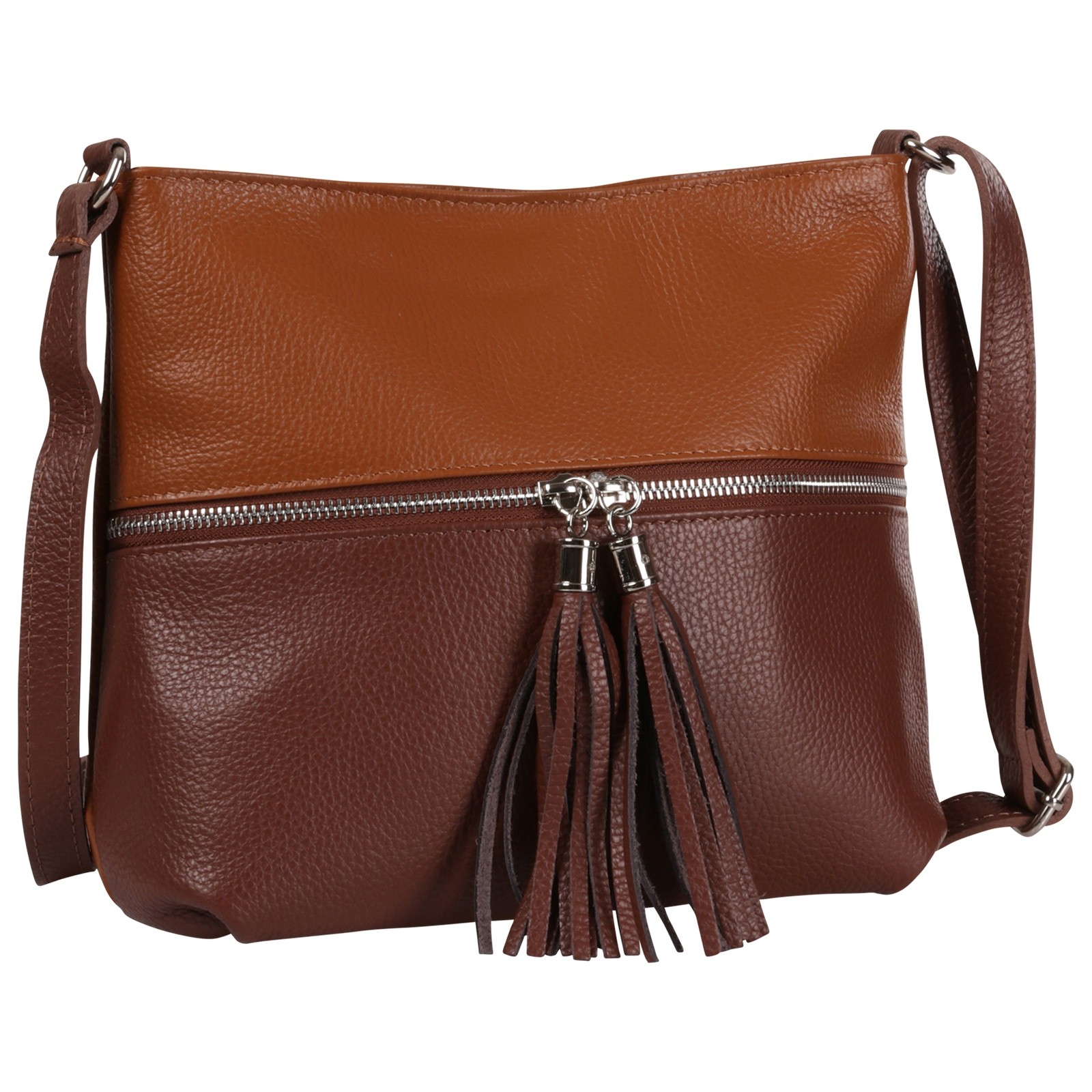 Toscanto Damen Umhängetasche Leder Tasche hellbraun braun OTT195UCN