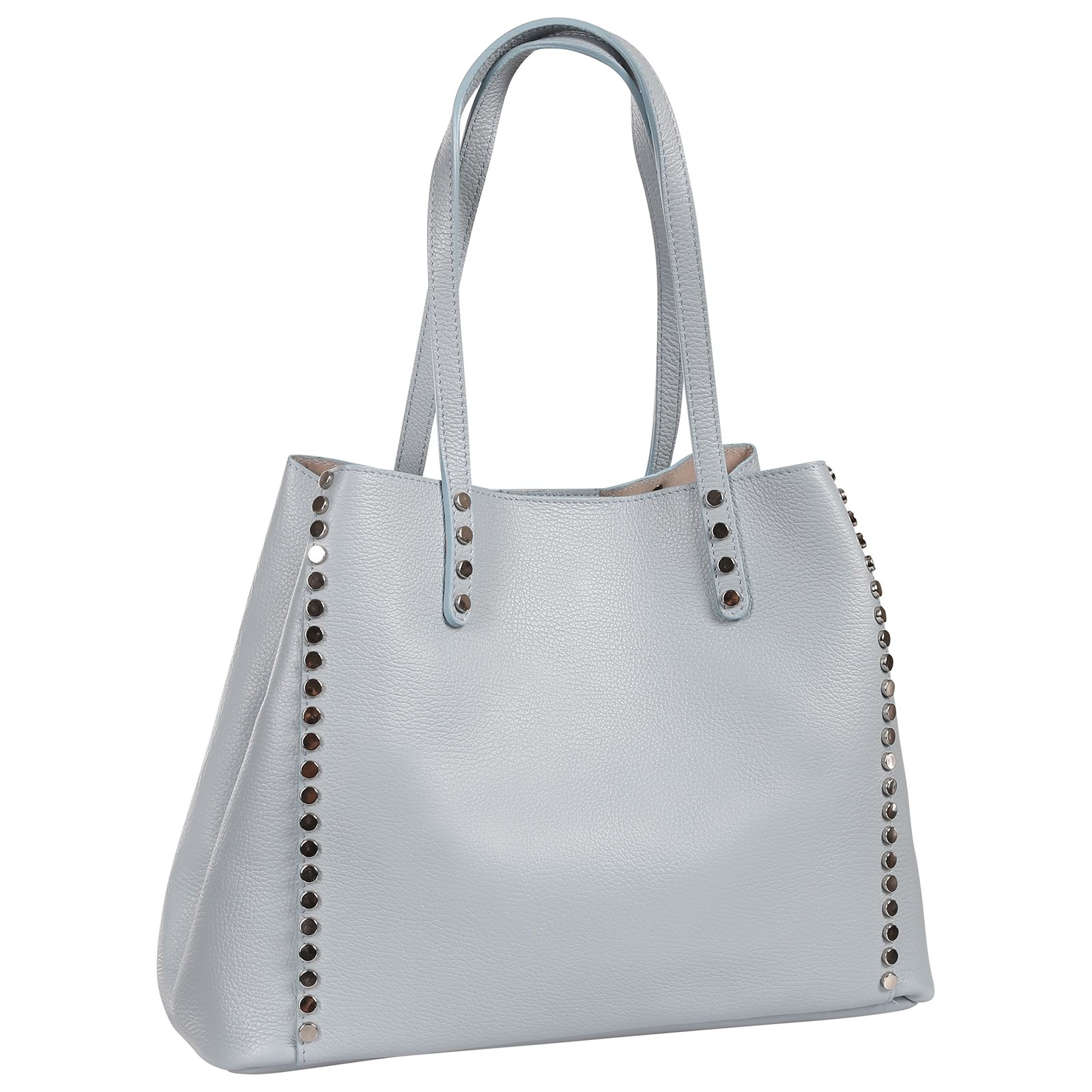 Toscanto Damen Schultertasche Tote Bag Leder Tasche hellblau OTT198SH1