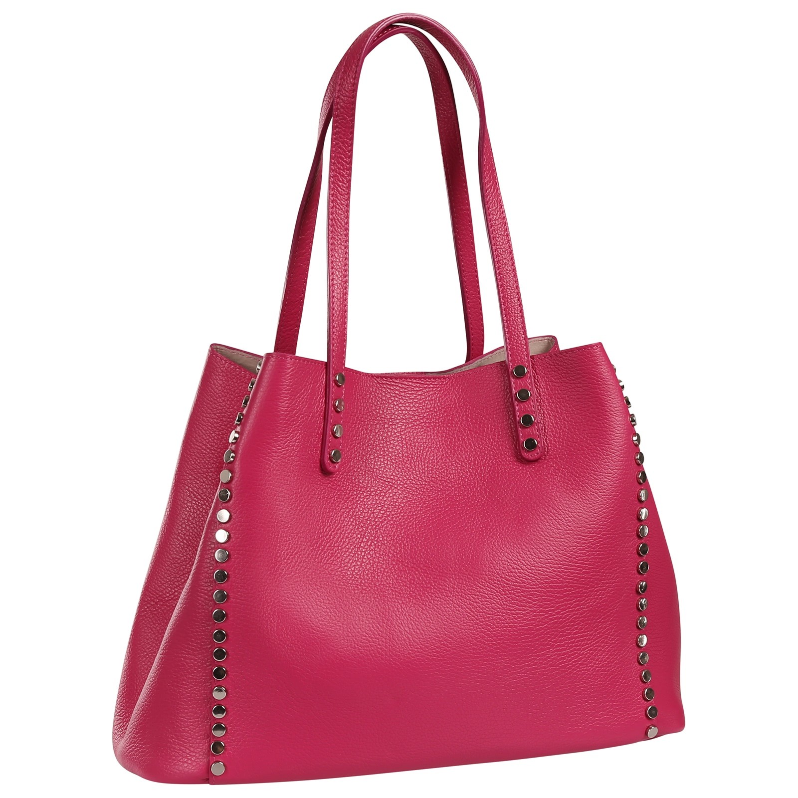 Toscanto Damen Schultertasche Tote Bag Leder Tasche fuchsia pink OTT198SP3
