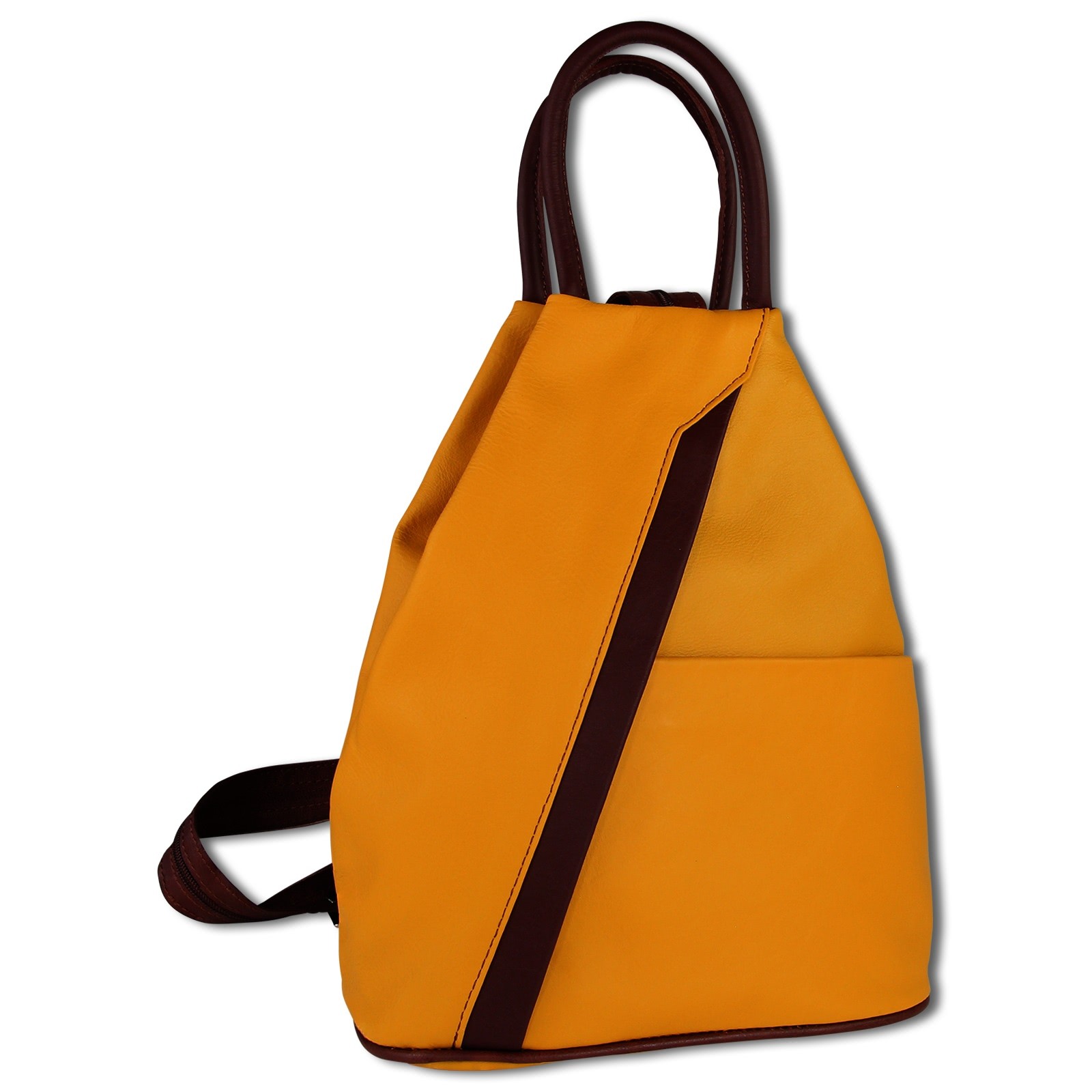 Toscanto Damen Cityrucksack Leder Rucksack gelb braun OTT604RY