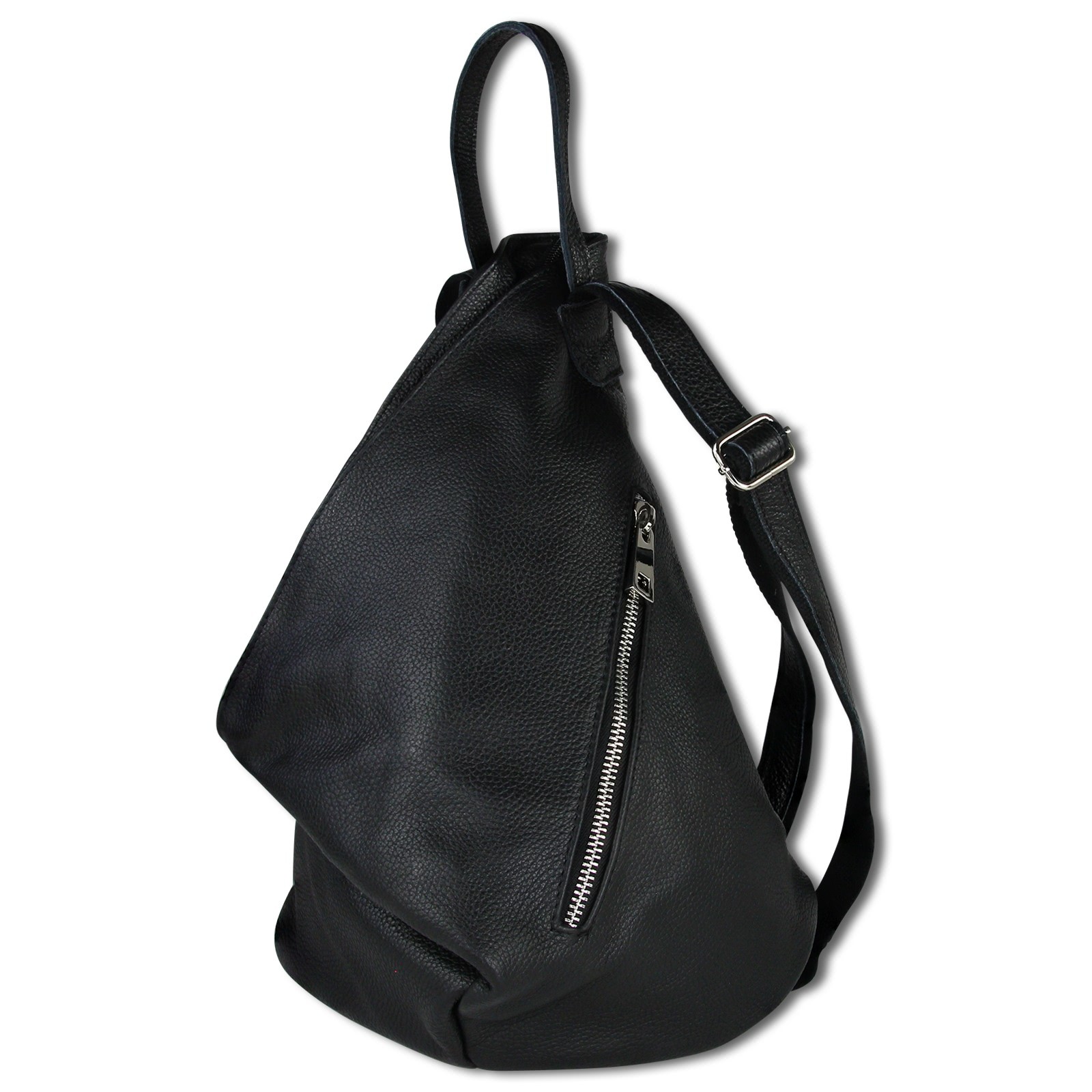 Toscanto Damen Cityrucksack Leder Rucksack schwarz OTT607RS