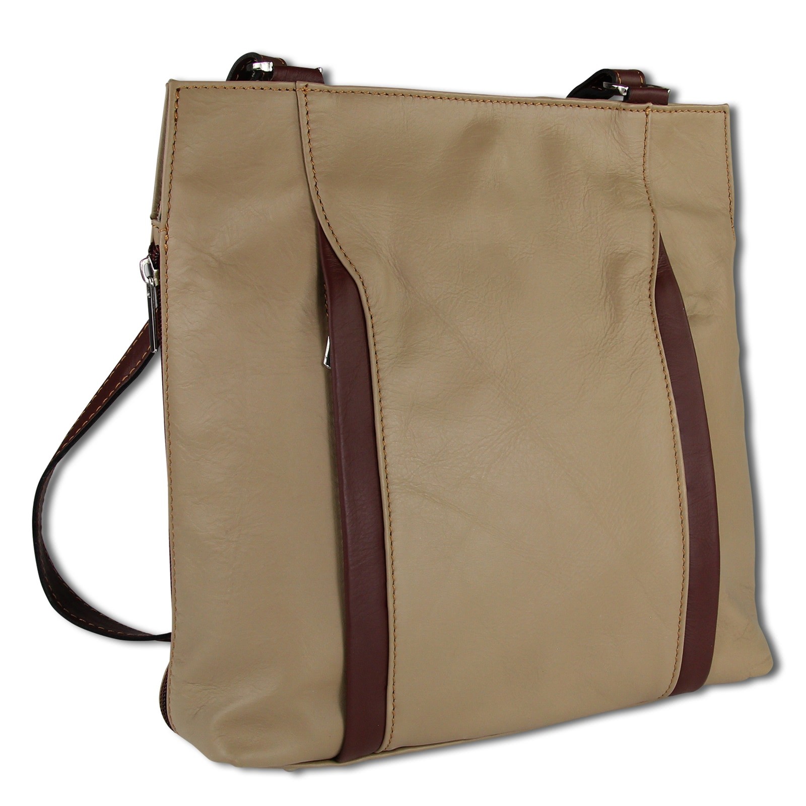 Toscanto Damen Cityrucksack Leder Tasche taupe braun OTT608RC