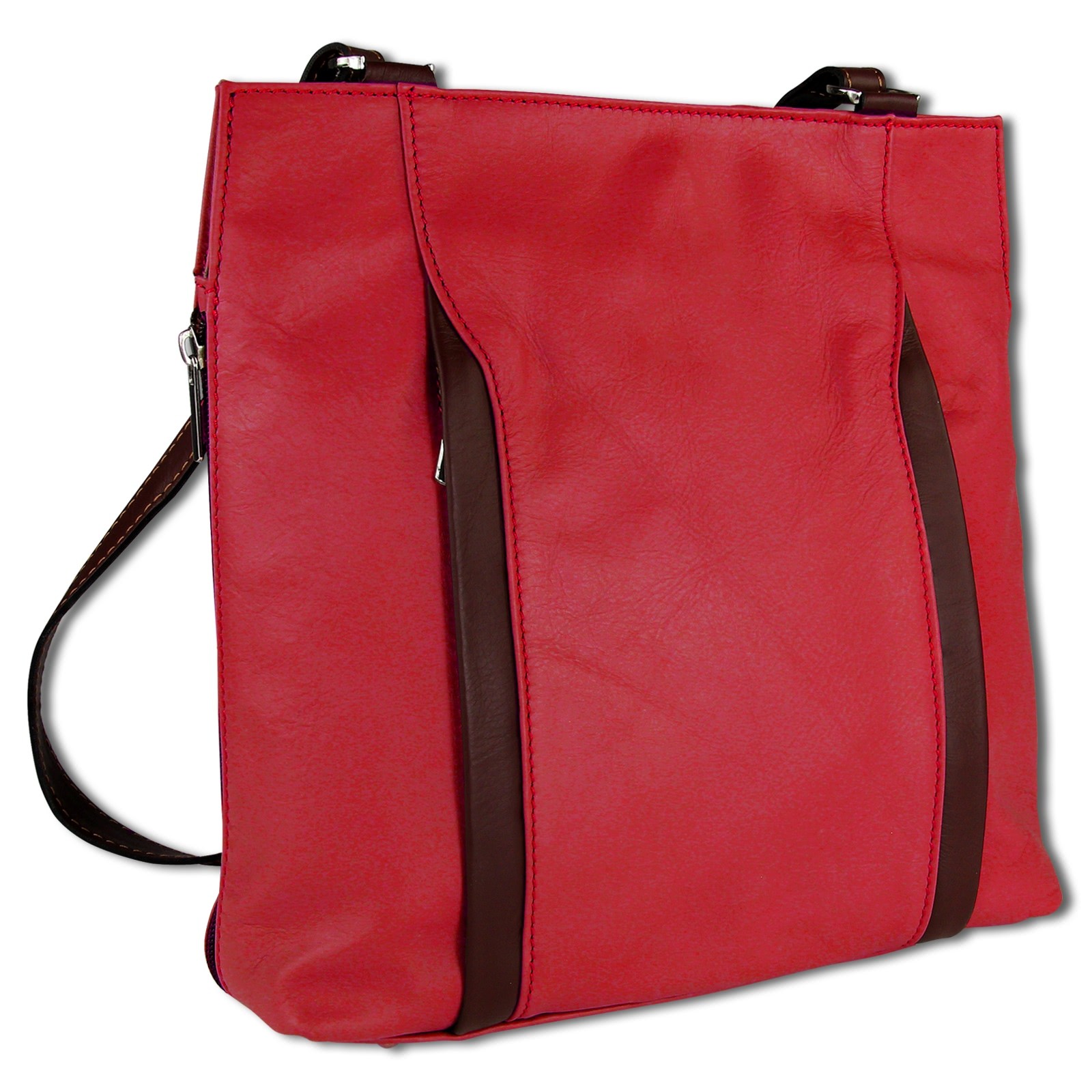 Toscanto Damen Cityrucksack Leder Tasche rot braun OTT608RR