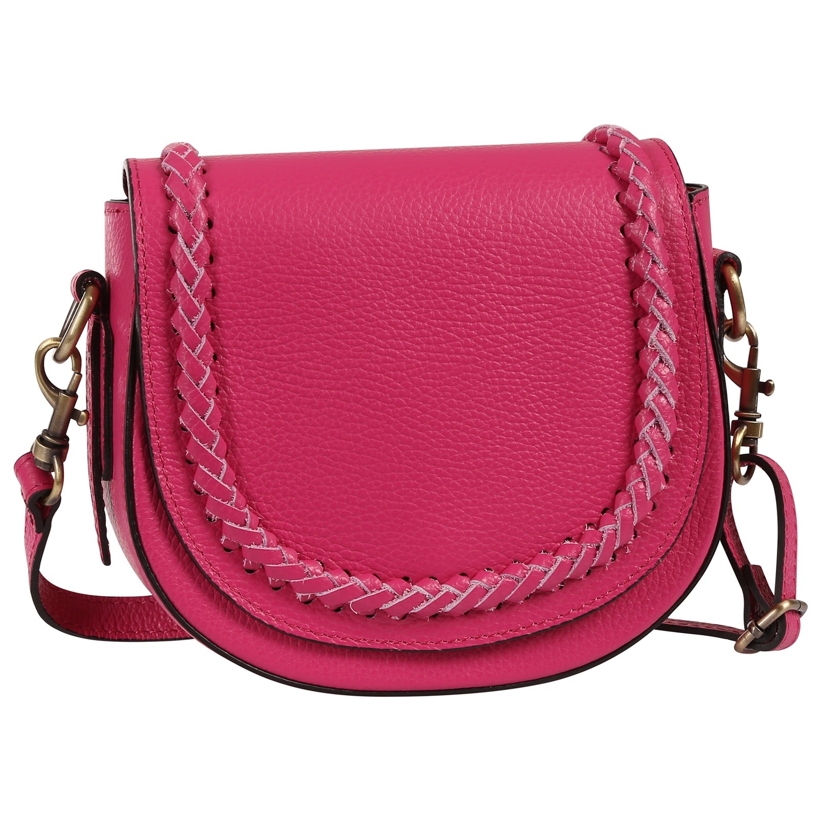 Toscanto Damen Schultertasche Umhängetasche Leder Tasche fuchsia pink OTT806SP