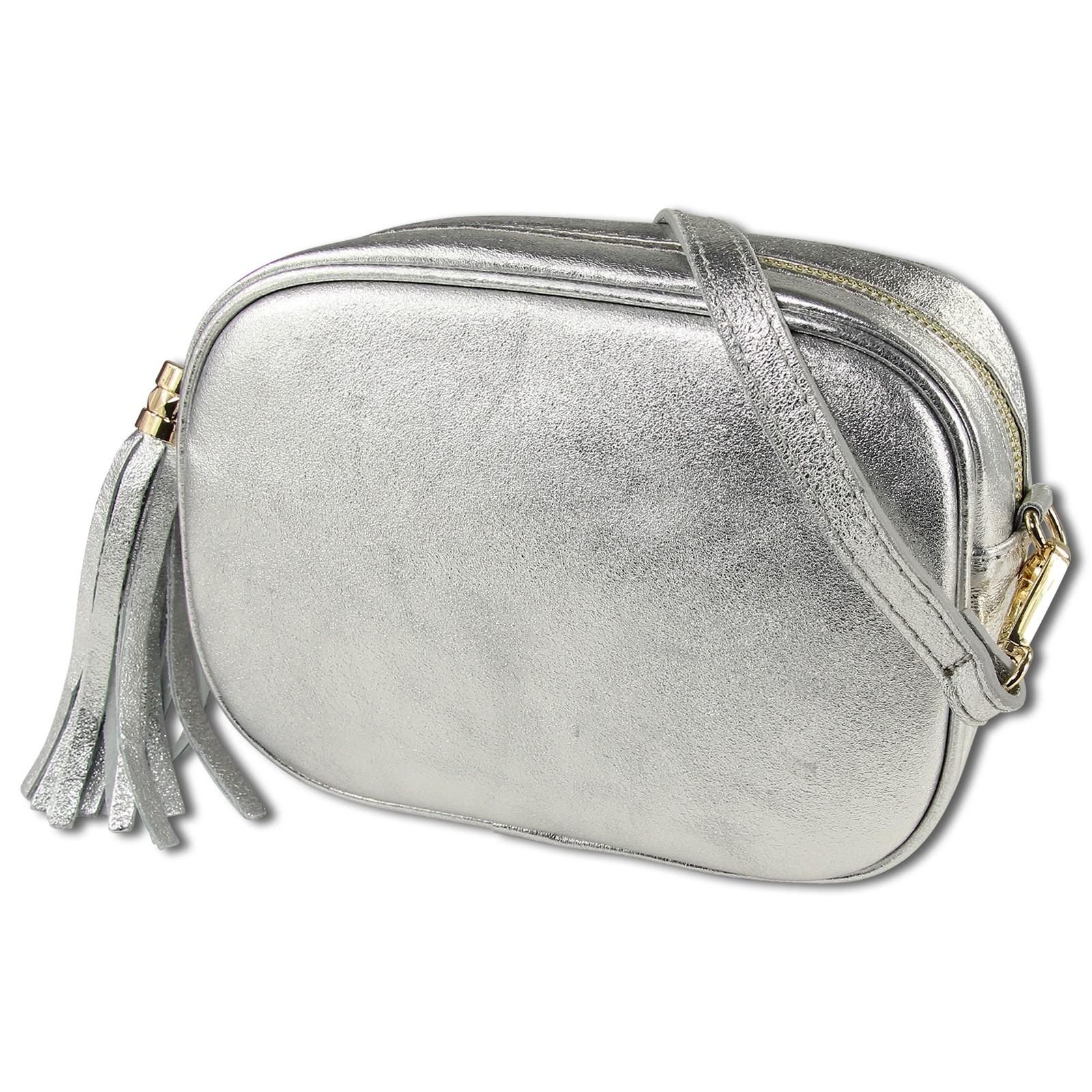 Toscanto Damen Umhängetasche Leder Tasche silber metallic OTT811UJ